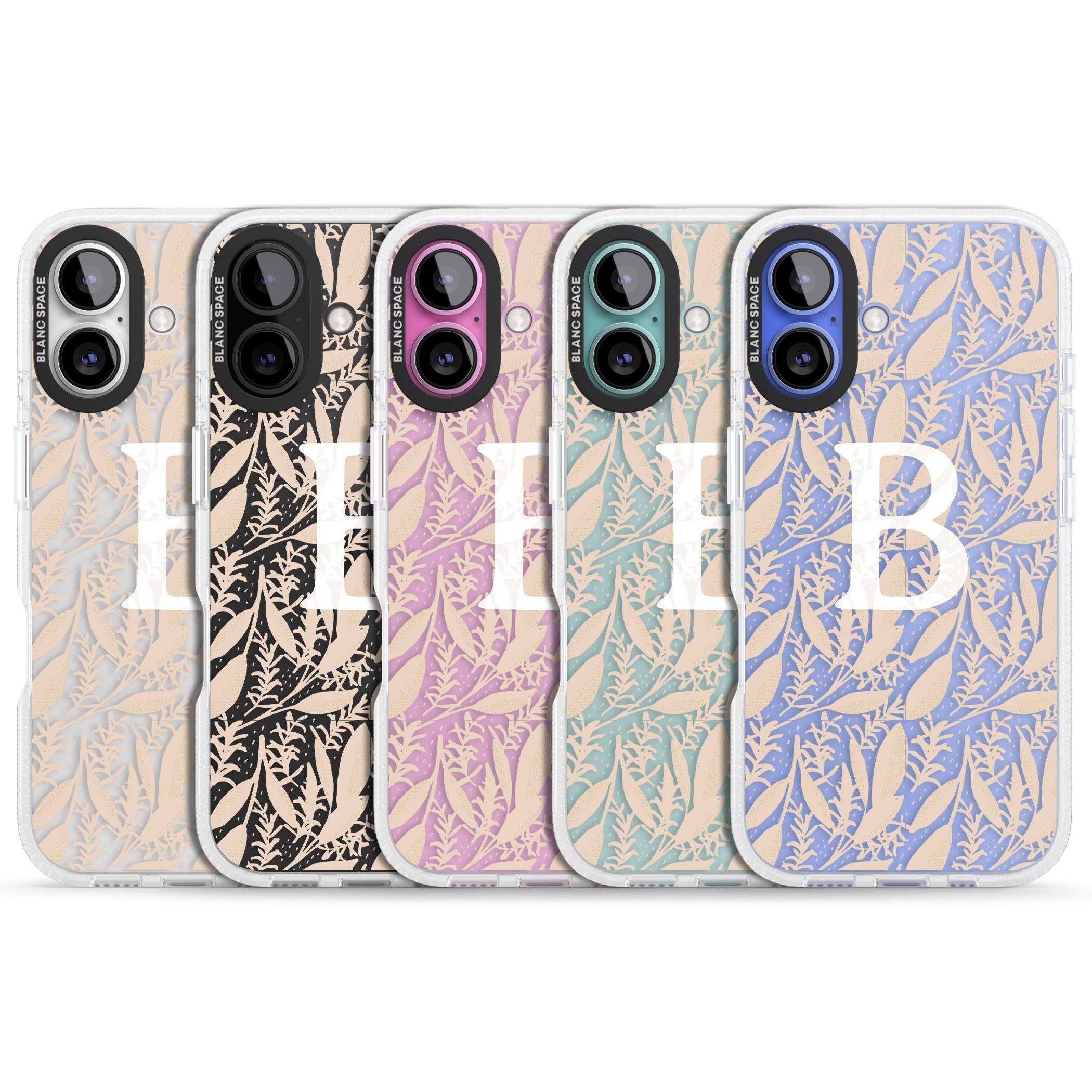 Personalised Subtle Monogram Abstract Floral iPhone 16 / 16 Plus Clear Case Impact Air - Blanc Space