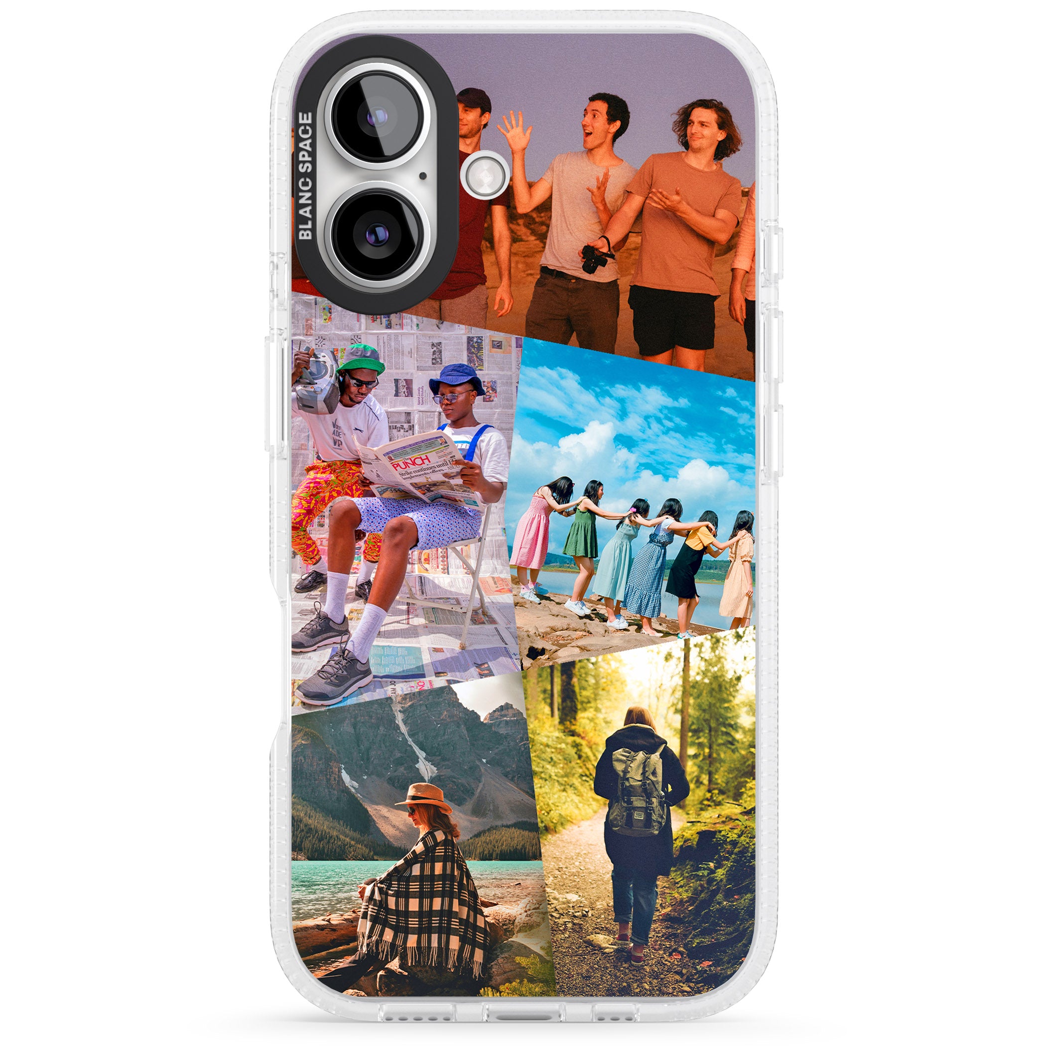 Abstract Photo Grid iPhone 16 / 16 Plus Clear Case Impact Air - Blanc Space