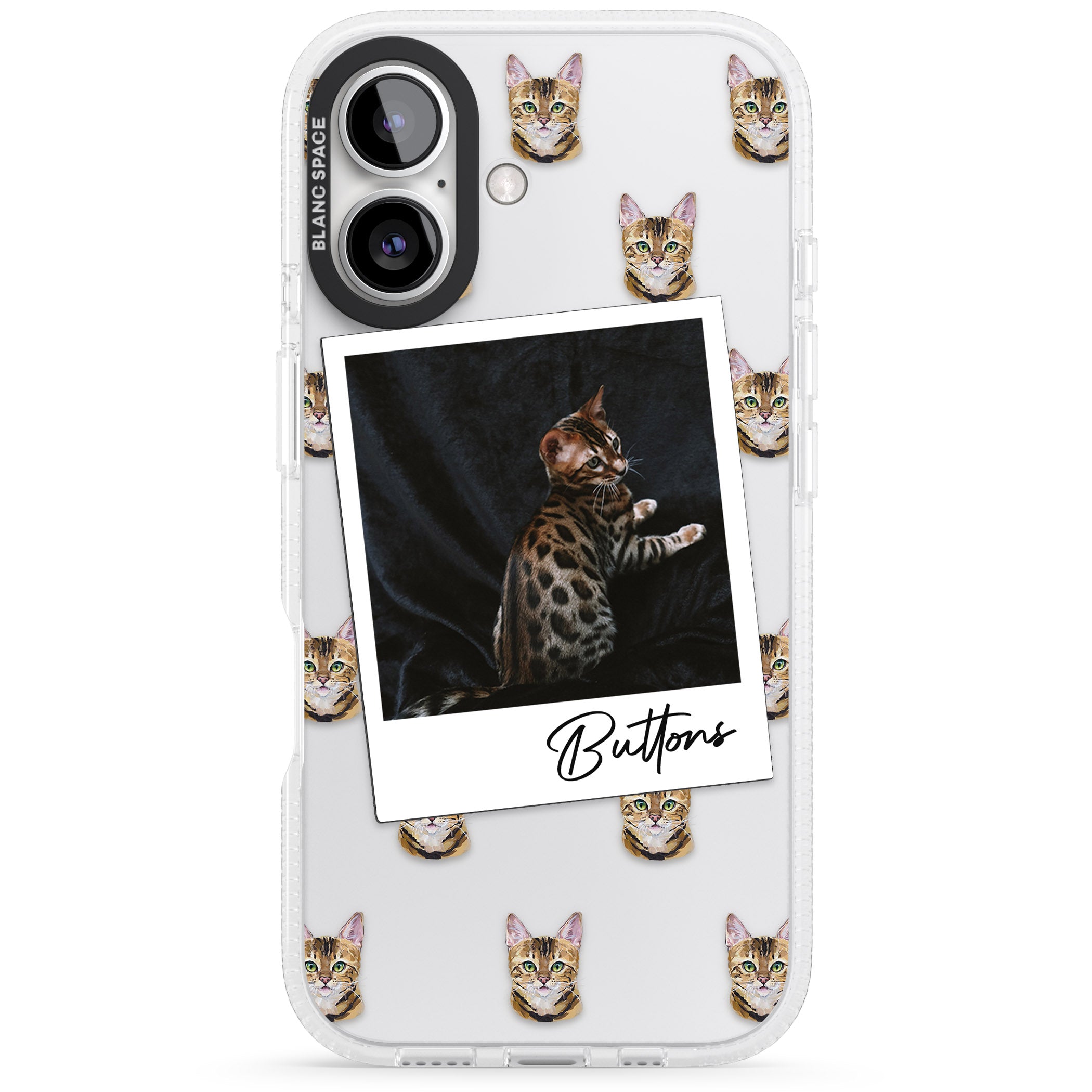 Personalised Bengal Cat Photo iPhone 16 / 16 Plus Clear Case Impact Air - Blanc Space