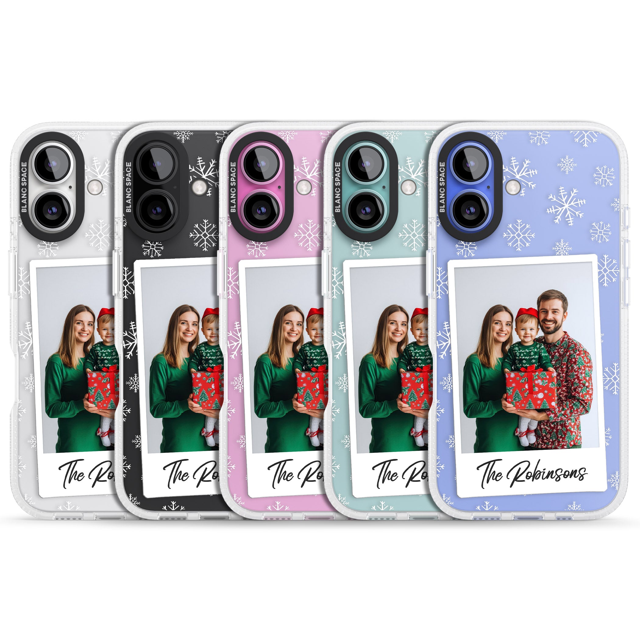 Personalised Snowflake Photo iPhone 16 / 16 Plus Clear Case Impact Air - Blanc Space