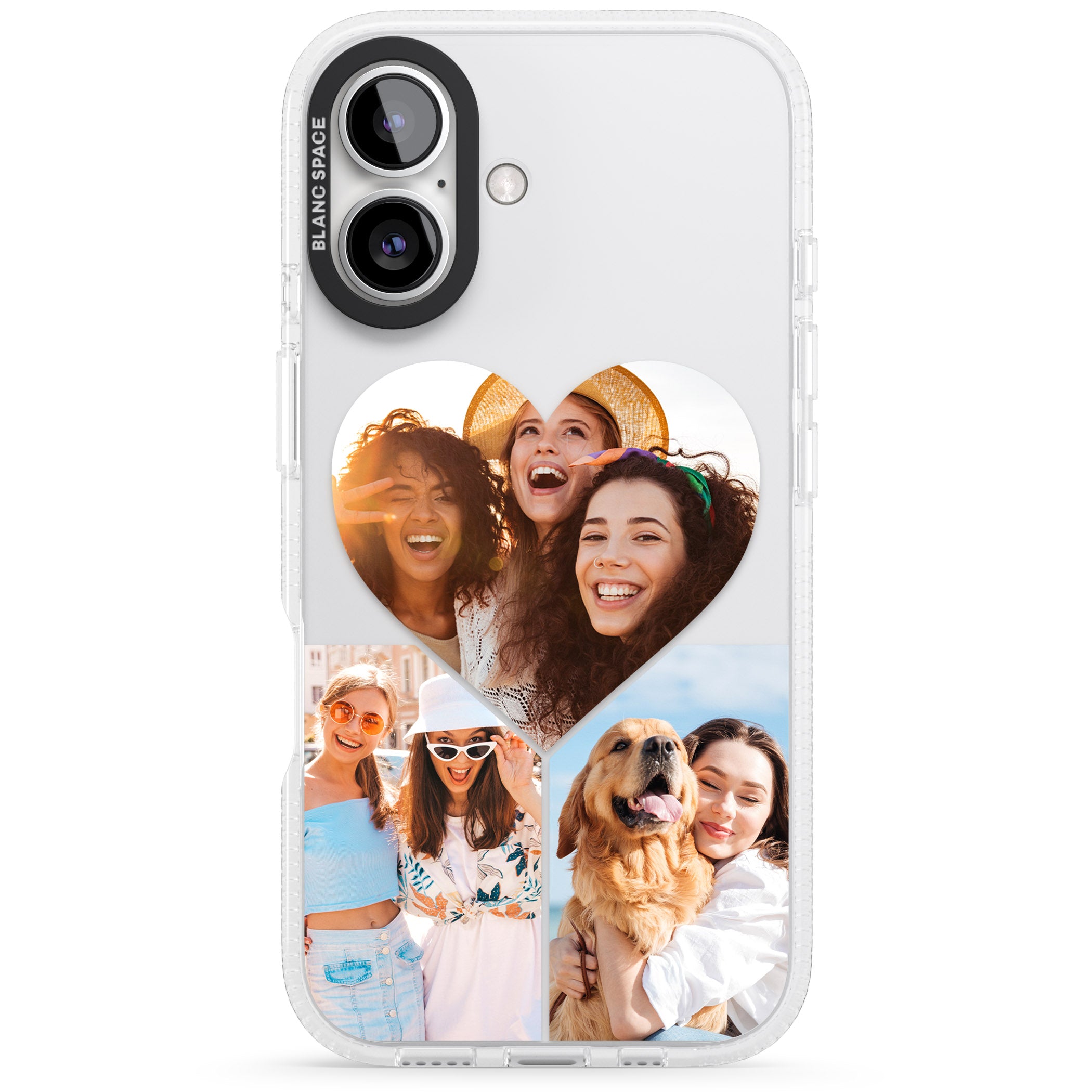 Personalised Heart Photo iPhone 16 / 16 Plus Clear Case Impact Air - Blanc Space