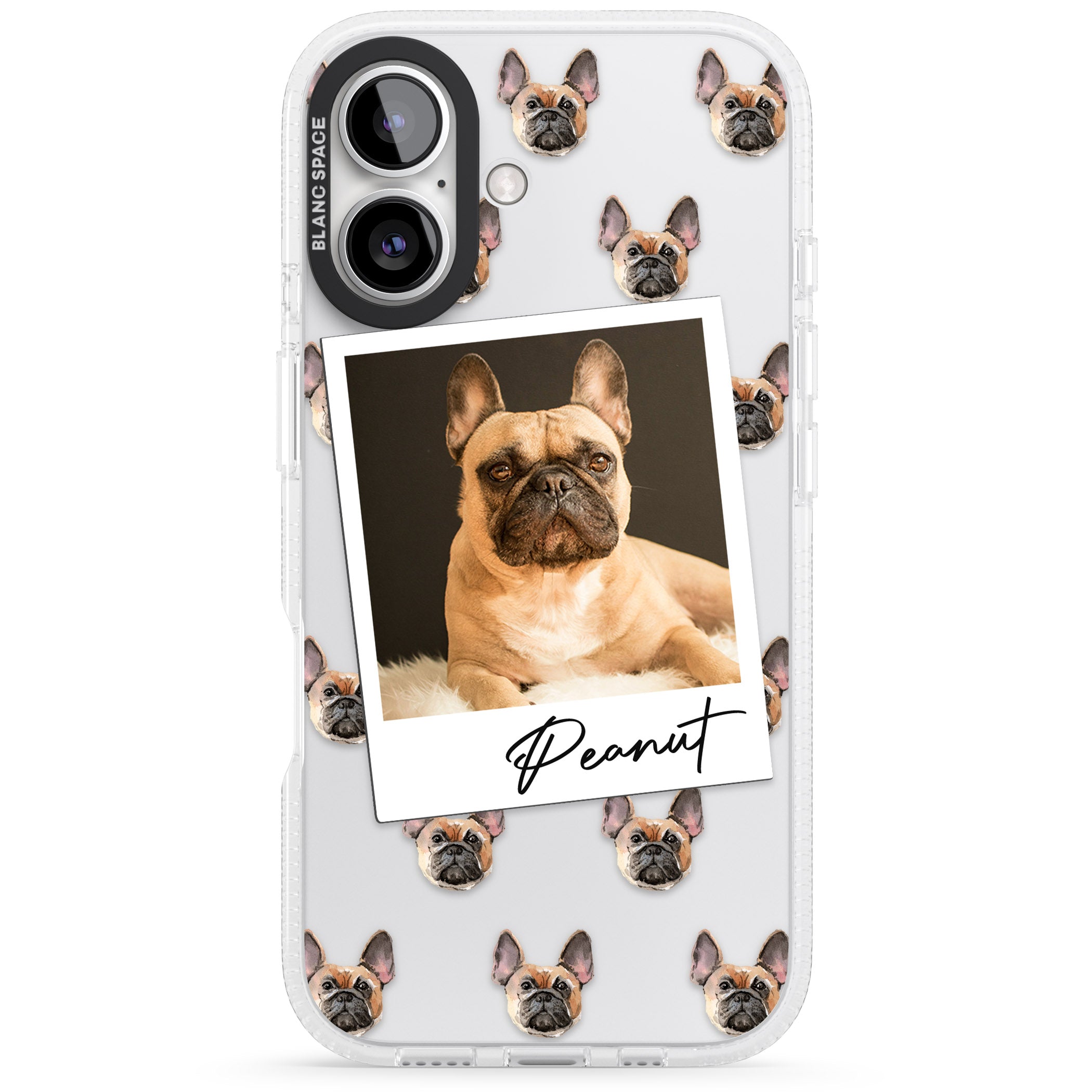 Personalised French Bulldog, Tan - Dog Photo iPhone 16 / 16 Plus Clear Case Impact Air - Blanc Space