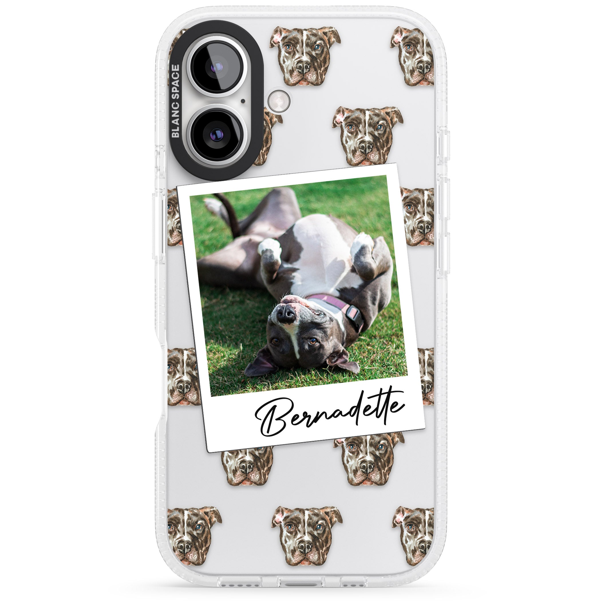 Personalised Staffordshire Bull Terrier - Dog Photo iPhone 16 / 16 Plus Clear Case Impact Air - Blanc Space