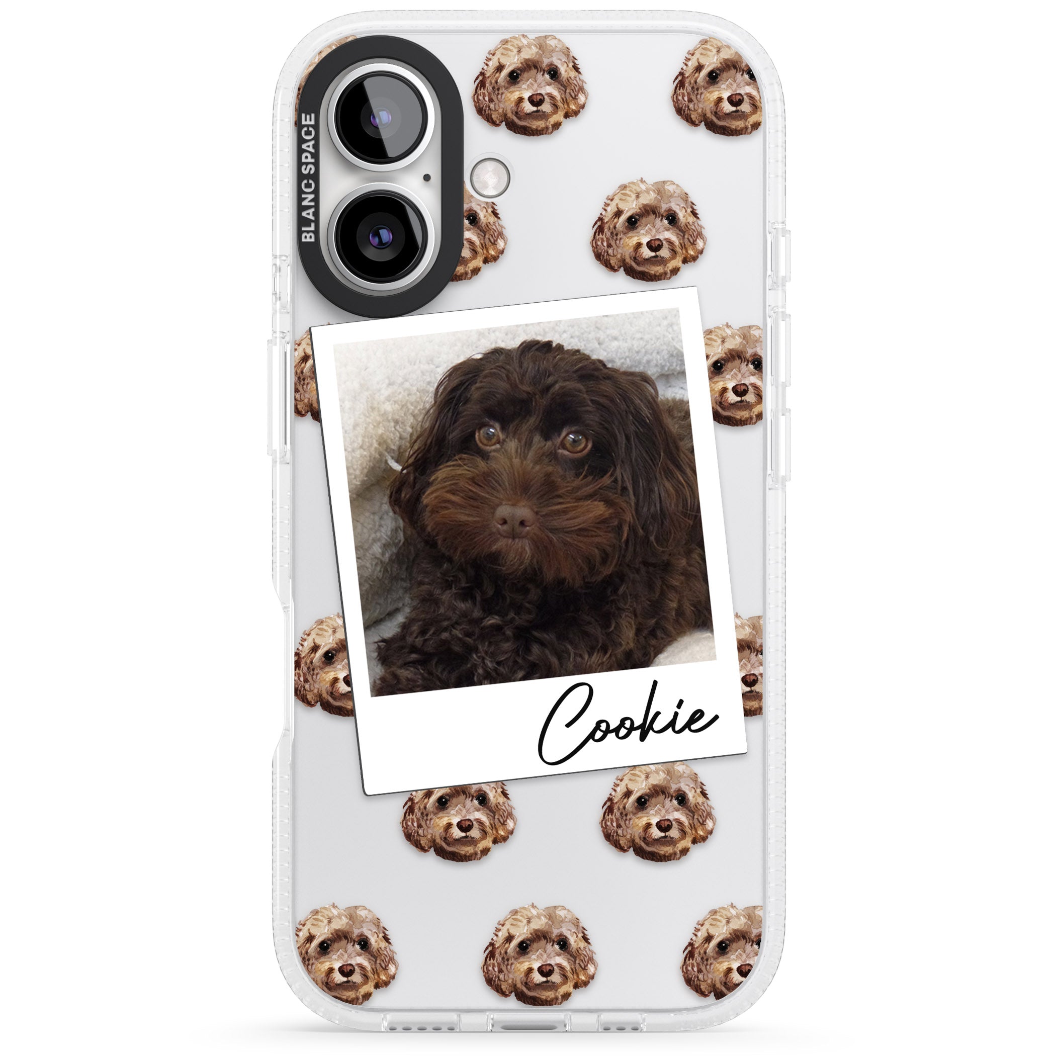 Personalised Cockapoo, Brown - Dog Photo iPhone 16 / 16 Plus Clear Case Impact Air - Blanc Space