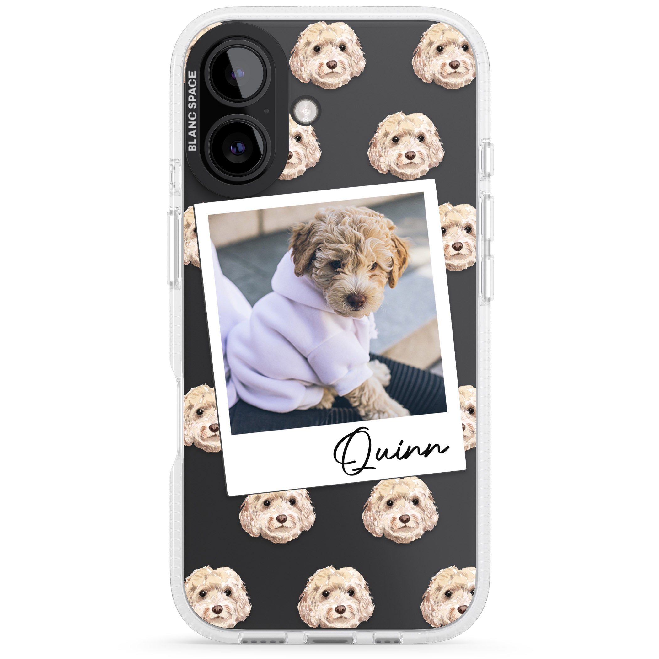 Personalised Cockapoo, Cream - Dog Photo iPhone 16 / 16 Plus Clear Case Impact Air - Blanc Space