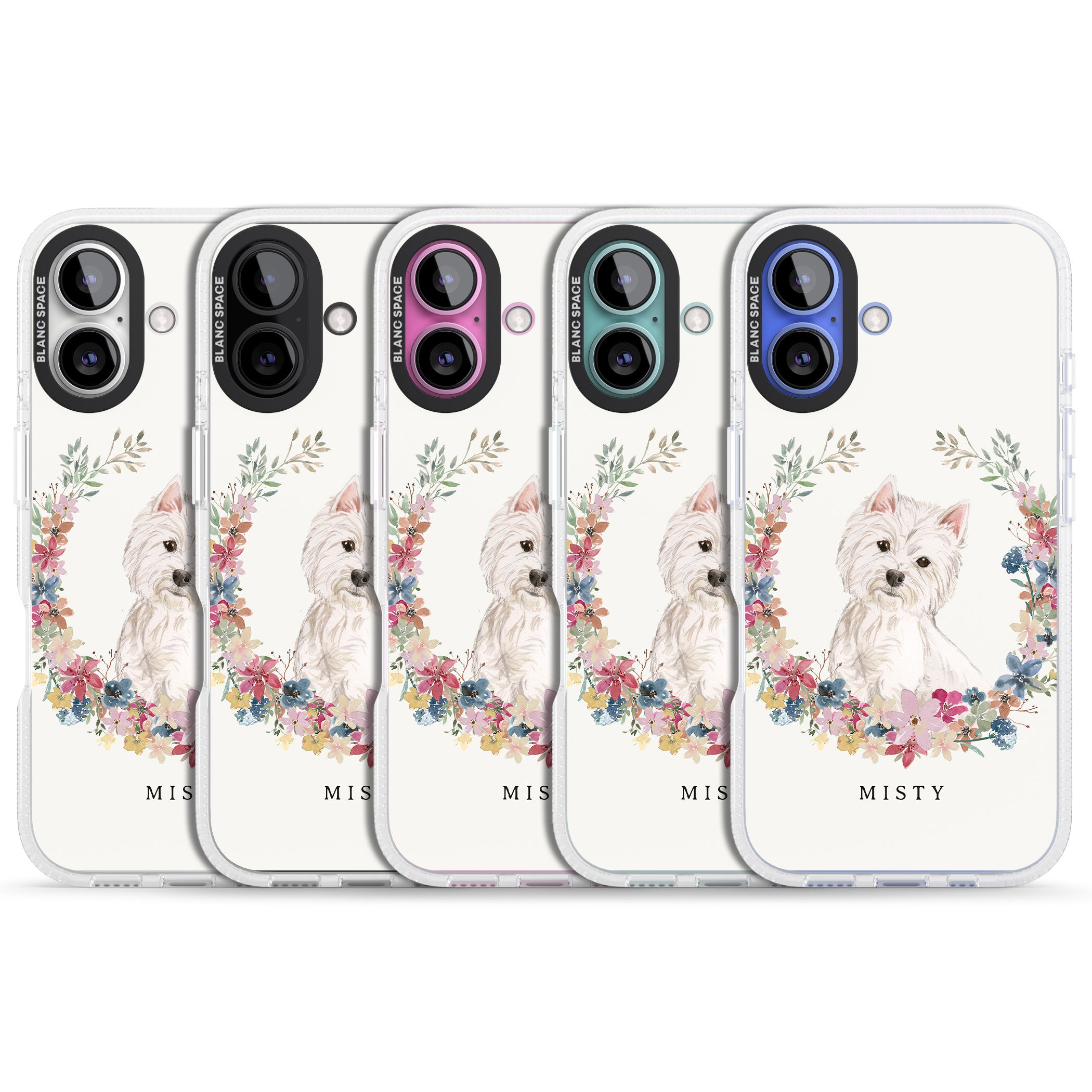 Personalised Westie Watercolour Dog Portrait iPhone 16 / 16 Plus Clear Case Impact Air - Blanc Space