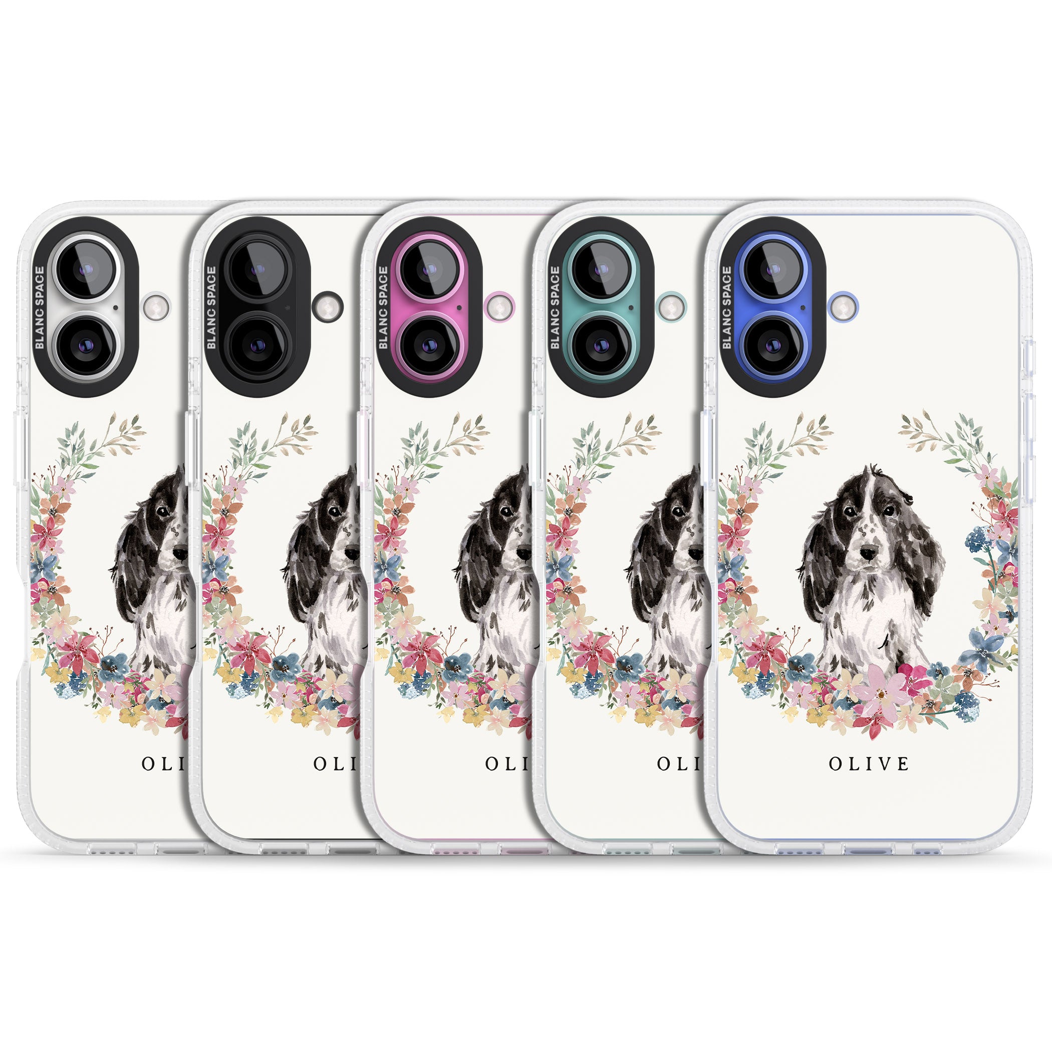 Personalised Black Cocker Spaniel - Watercolour Dog Portrait iPhone 16 / 16 Plus Clear Case Impact Air - Blanc Space