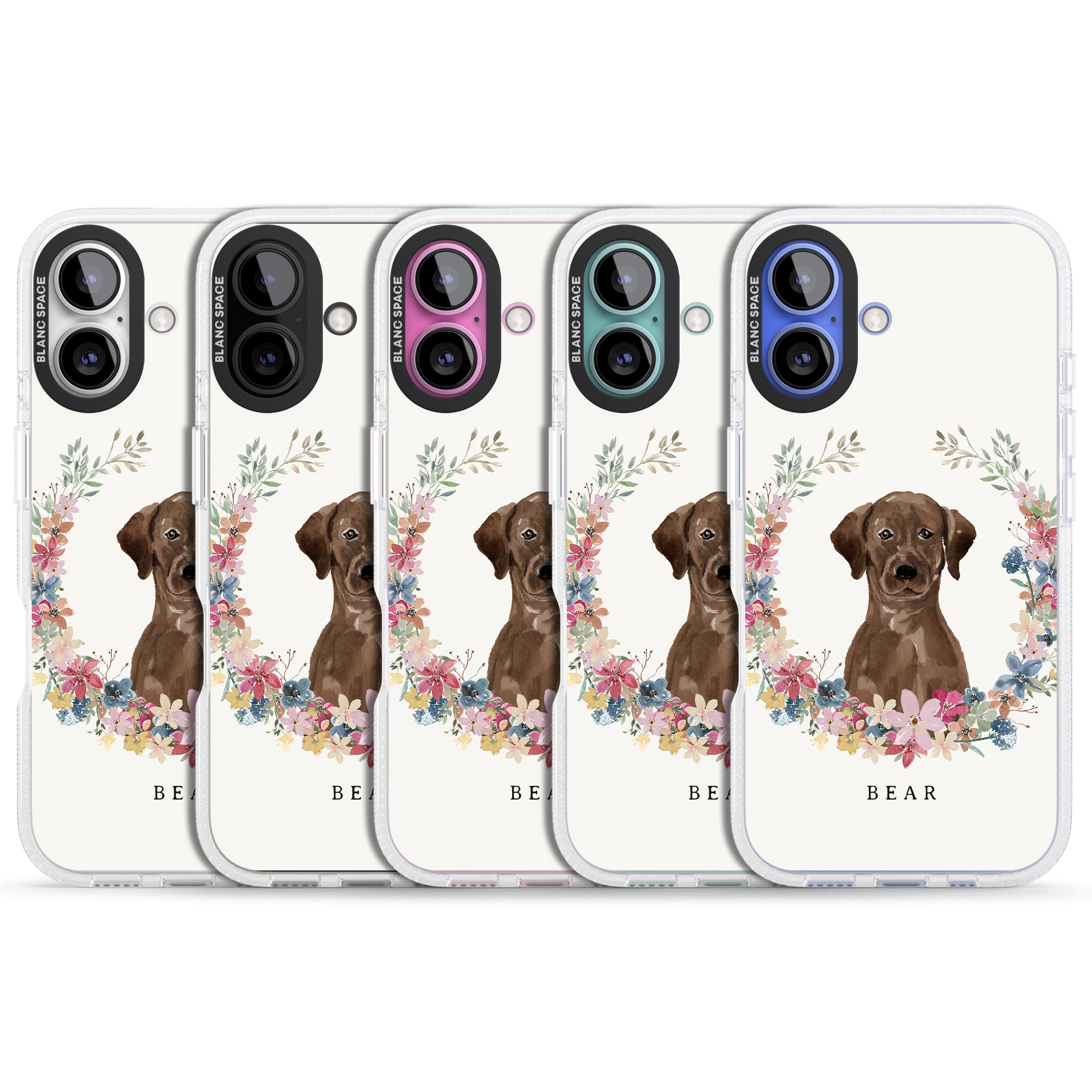 Personalised Chocolate Lab - Watercolour Dog Portrait iPhone 16 / 16 Plus Clear Case Impact Air - Blanc Space