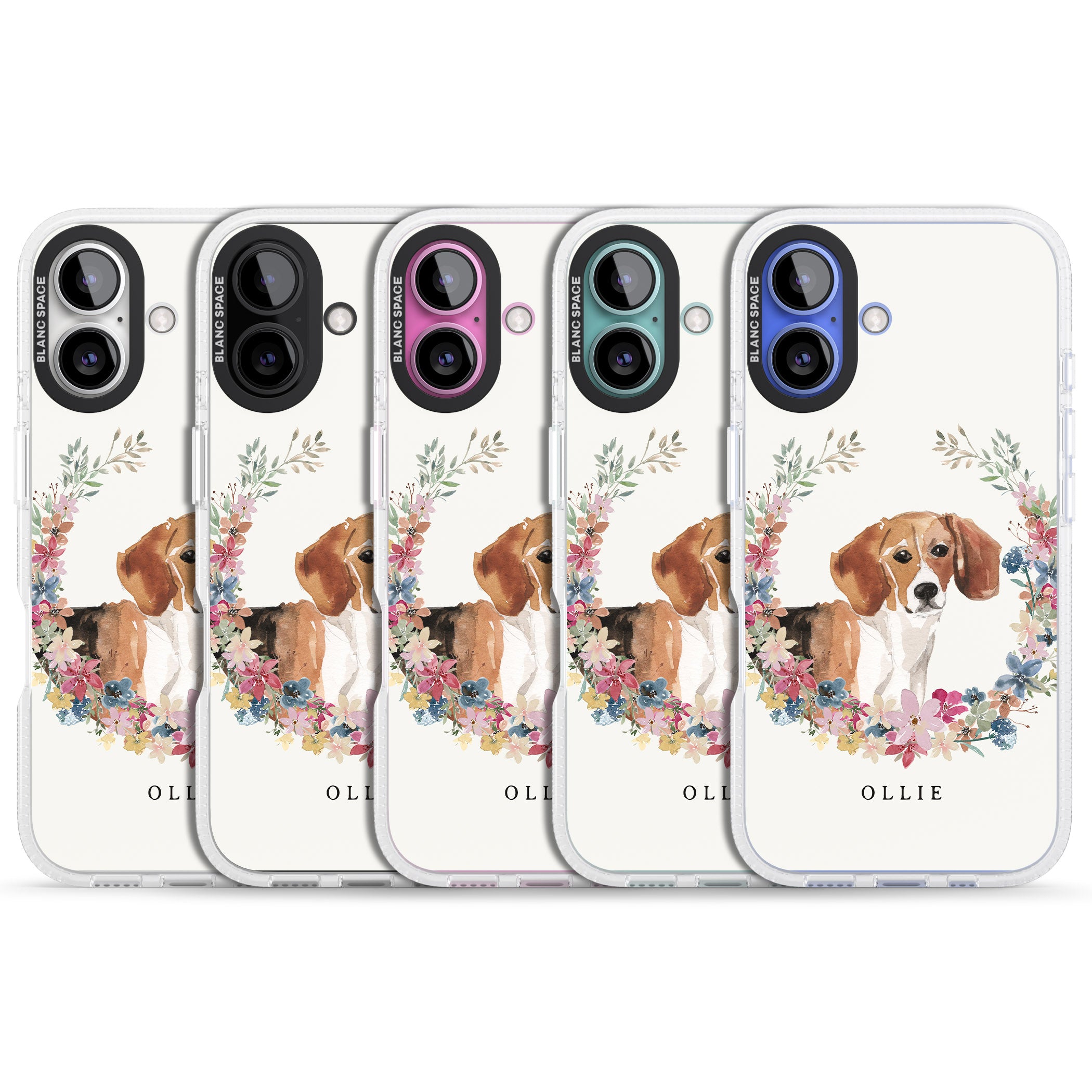 Personalised Beagle - Watercolour Dog Portrait iPhone 16 / 16 Plus Clear Case Impact Air - Blanc Space