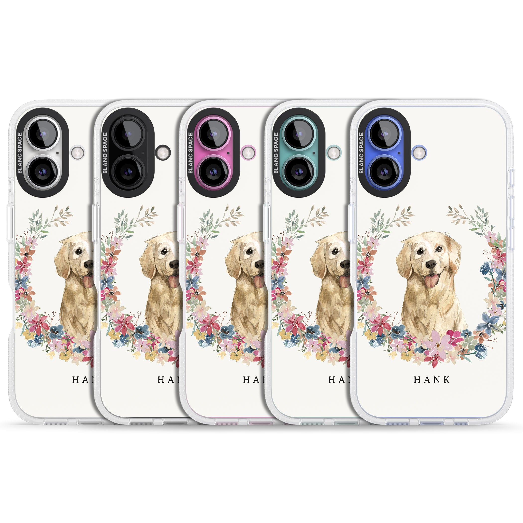 Personalised Golden Retriever - Watercolour Dog Portrait iPhone 16 / 16 Plus Clear Case Impact Air - Blanc Space