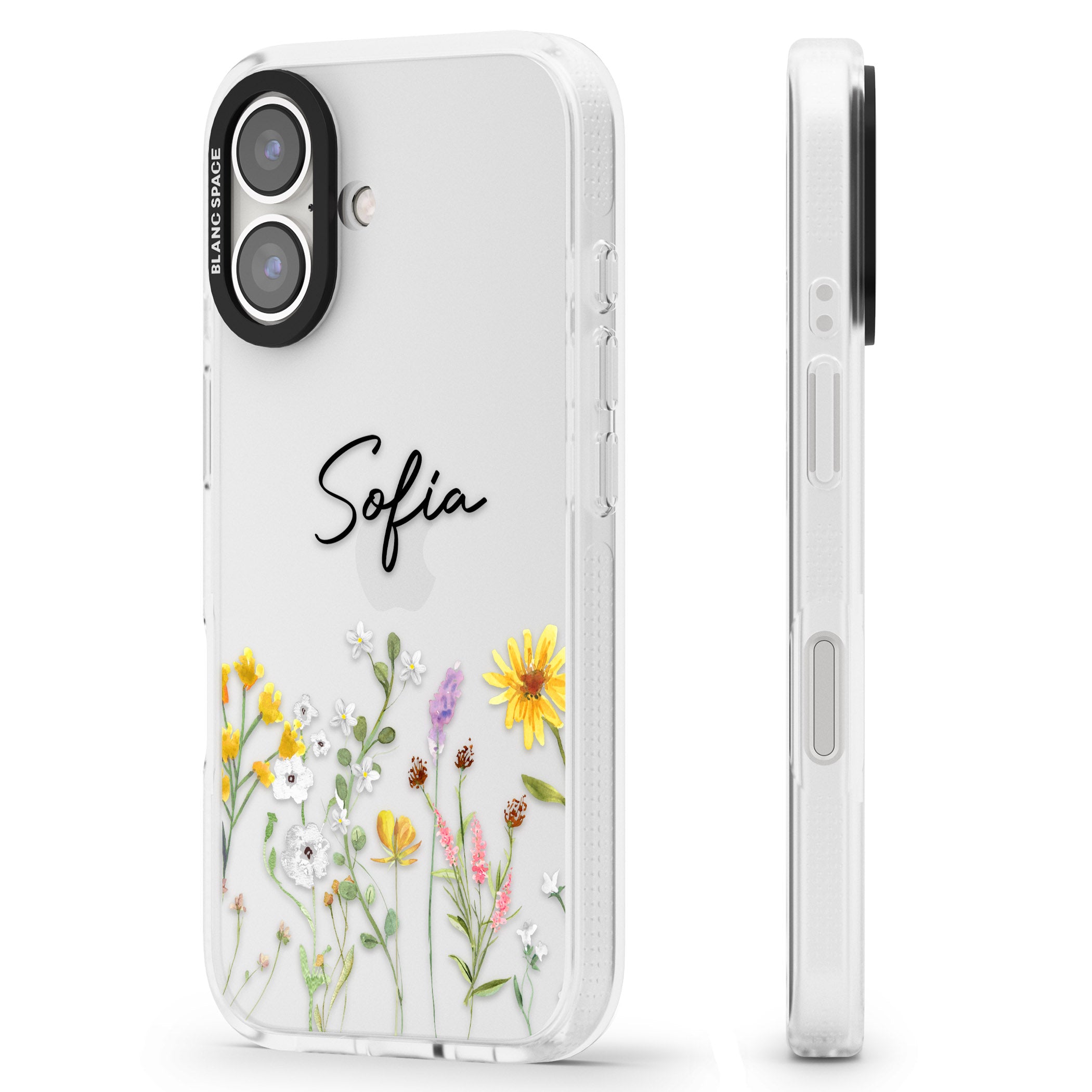Personalised April Wildfowers iPhone 16 / 16 Plus Clear Case Impact Air - Blanc Space
