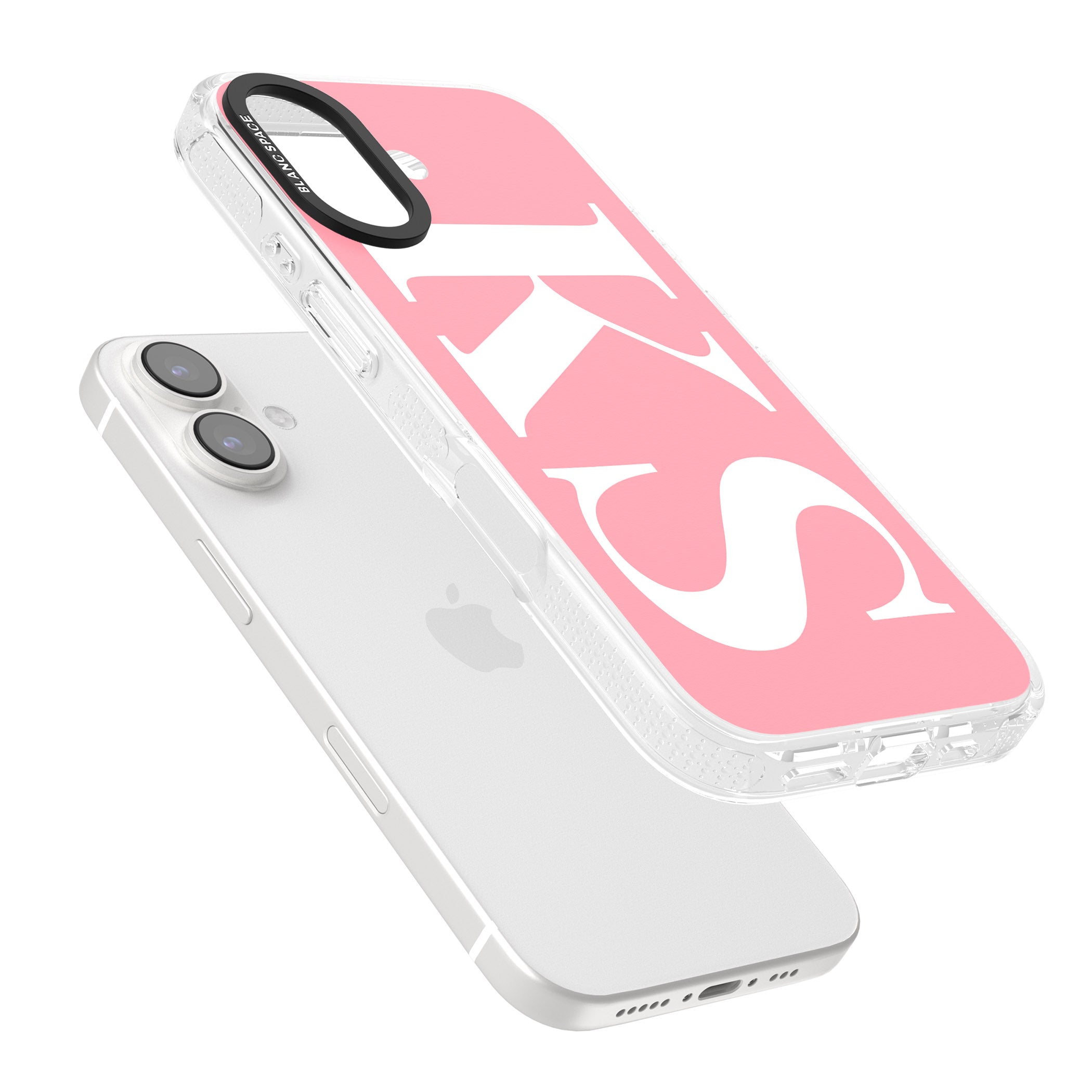 Personalised White & Pink Letters iPhone 16 / 16 Plus Clear Case Impact Air - Blanc Space