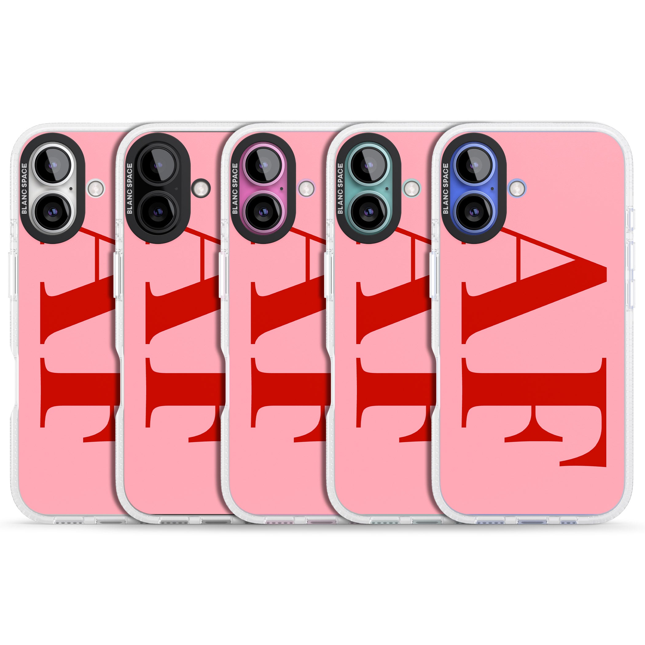 Personalised Red & Pink Letters iPhone 16 / 16 Plus Clear Case Impact Air - Blanc Space