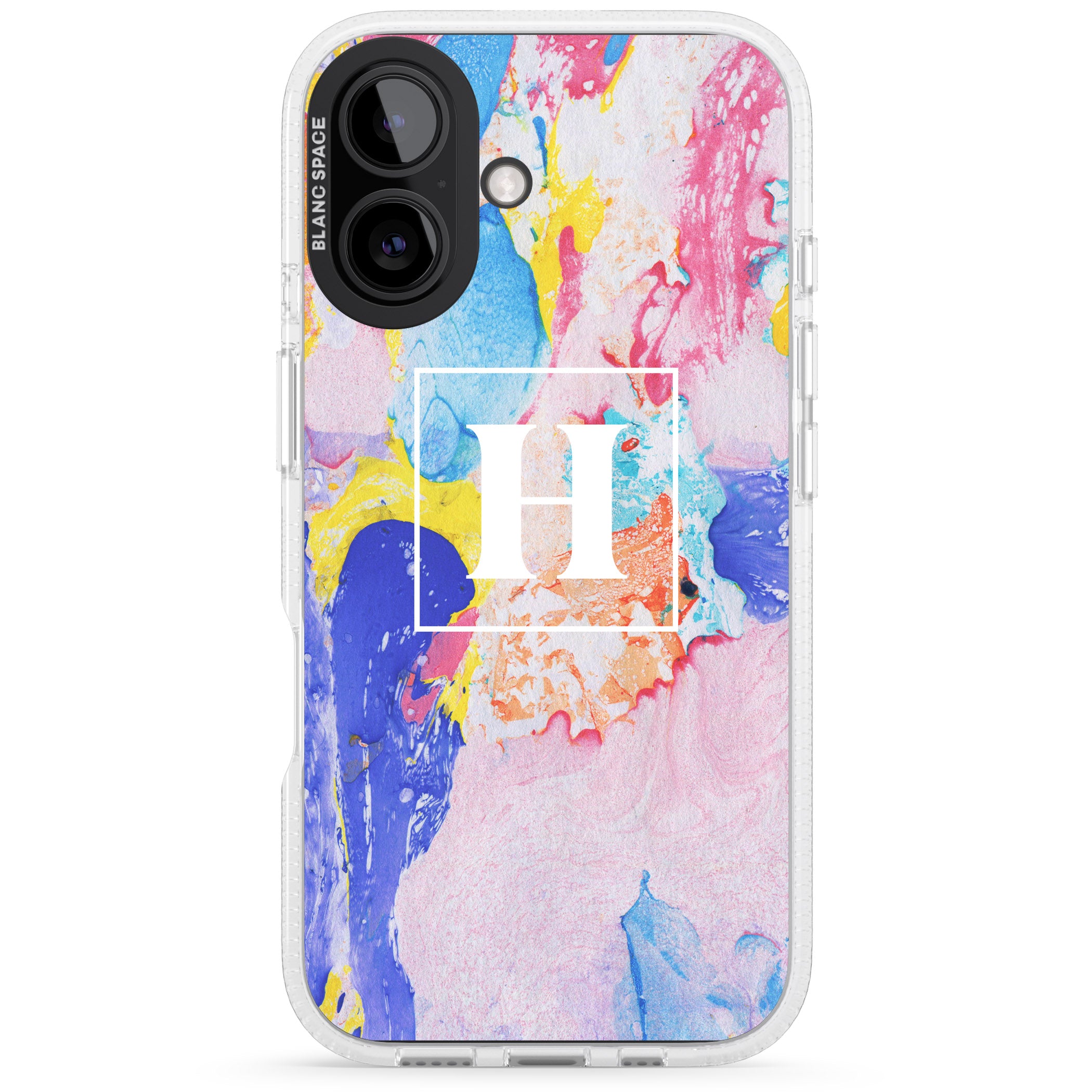 Personalised Mixed Pastels Marbled Paper iPhone 16 / 16 Plus Clear Case Impact Air - Blanc Space