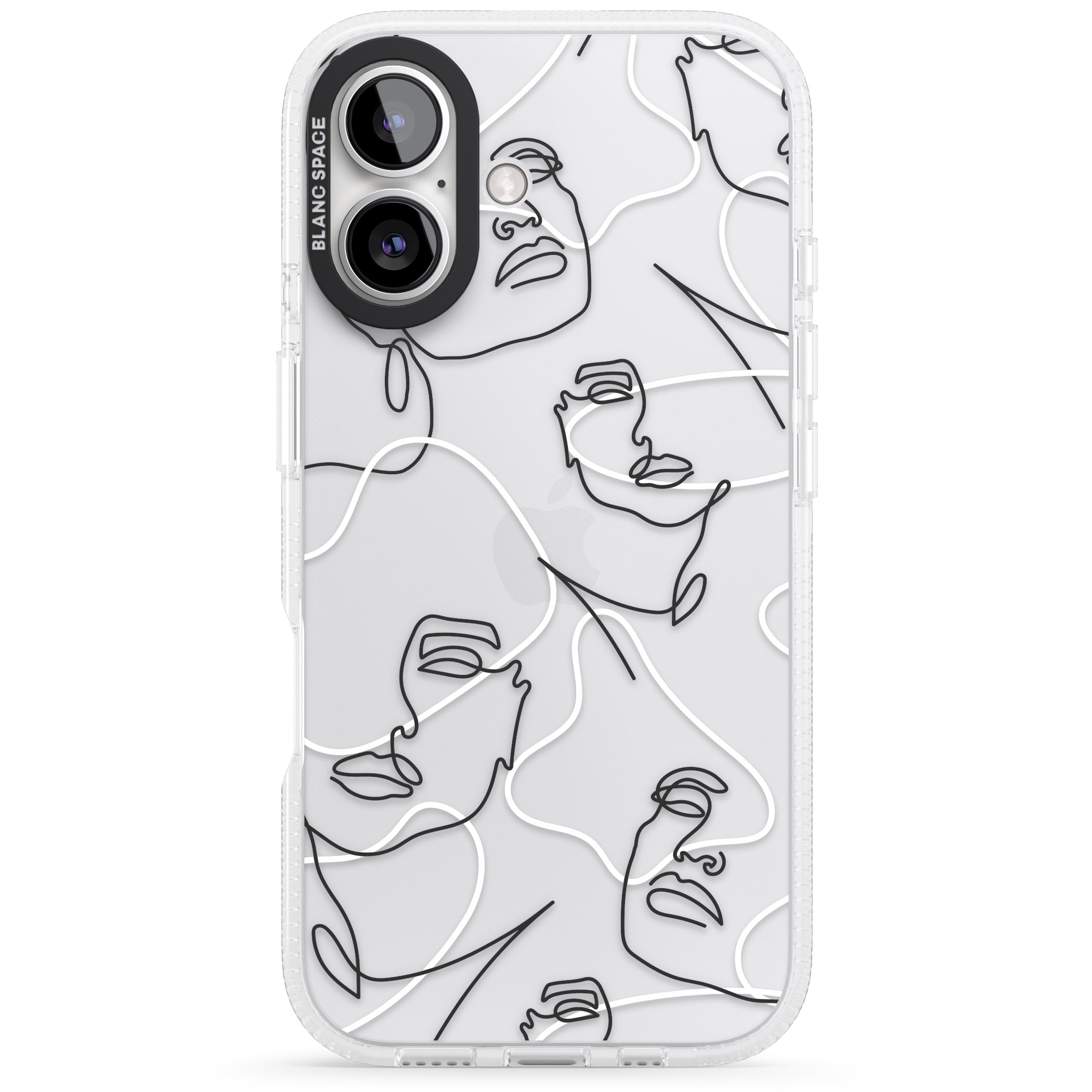 Personalised Abstract Faces iPhone 16 / 16 Plus Clear Case Impact Air - Blanc Space