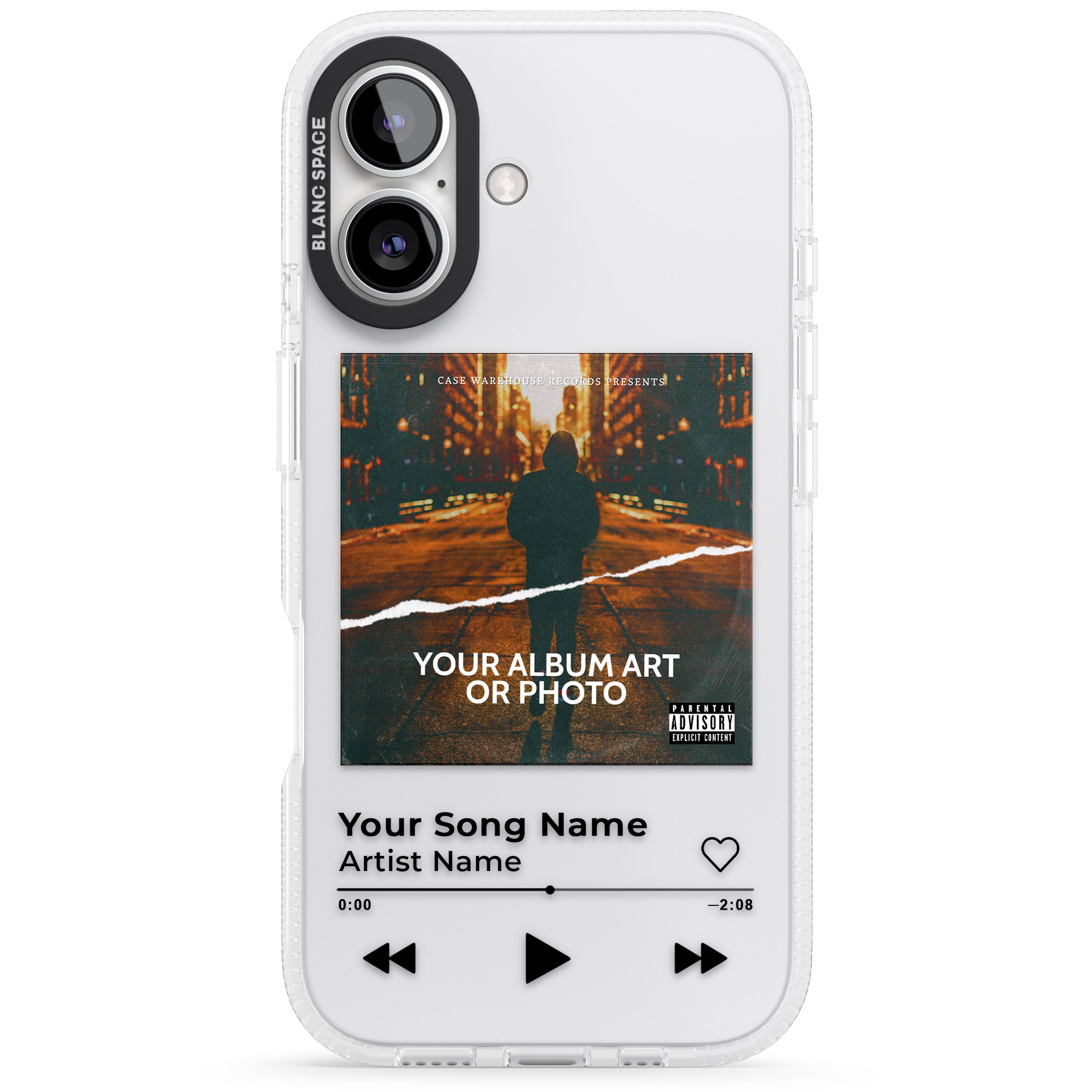 Personalised Album Art iPhone 16 / 16 Plus Clear Case Impact Air - Blanc Space