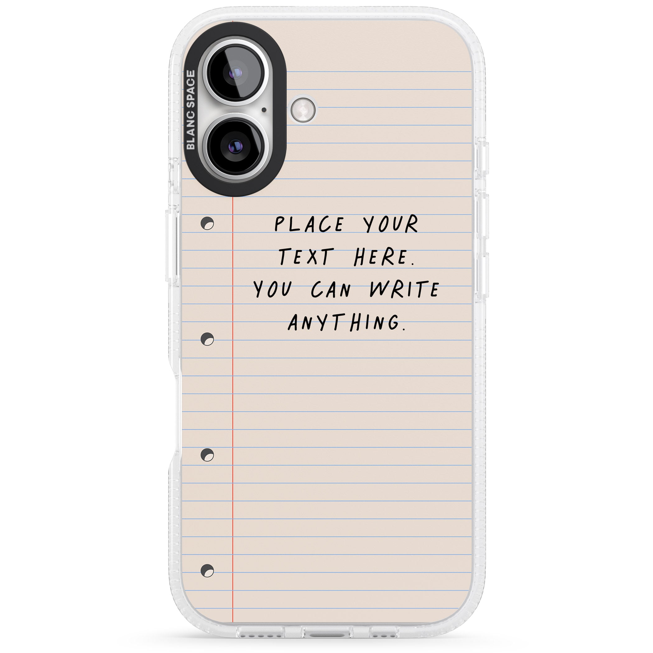 Personalised School Paper iPhone 16 / 16 Plus Clear Case Impact Air - Blanc Space