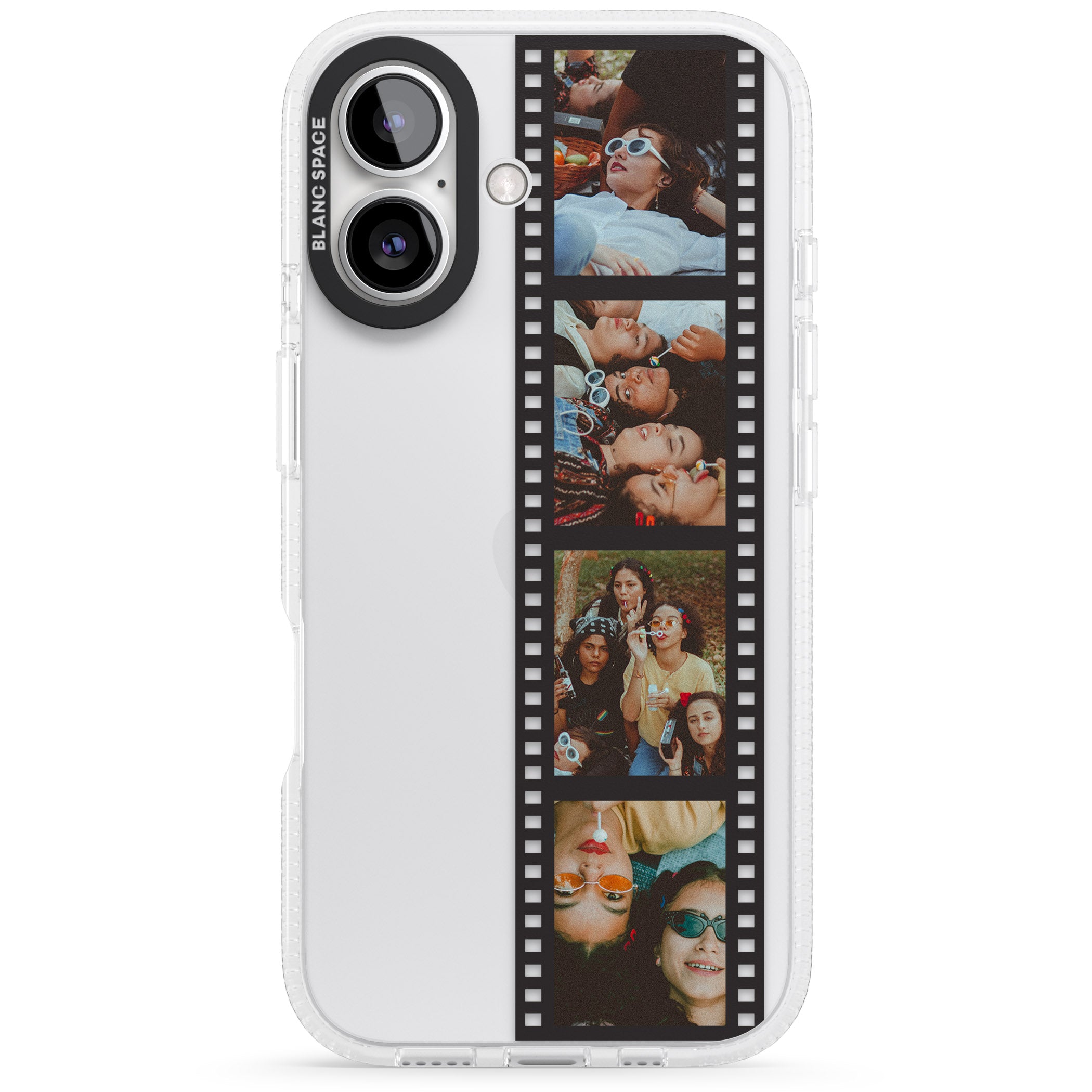 Personalised Instant Camera Photo Phone Case iPhone 16 / 16 Plus Clear Case Impact Air - Blanc Space