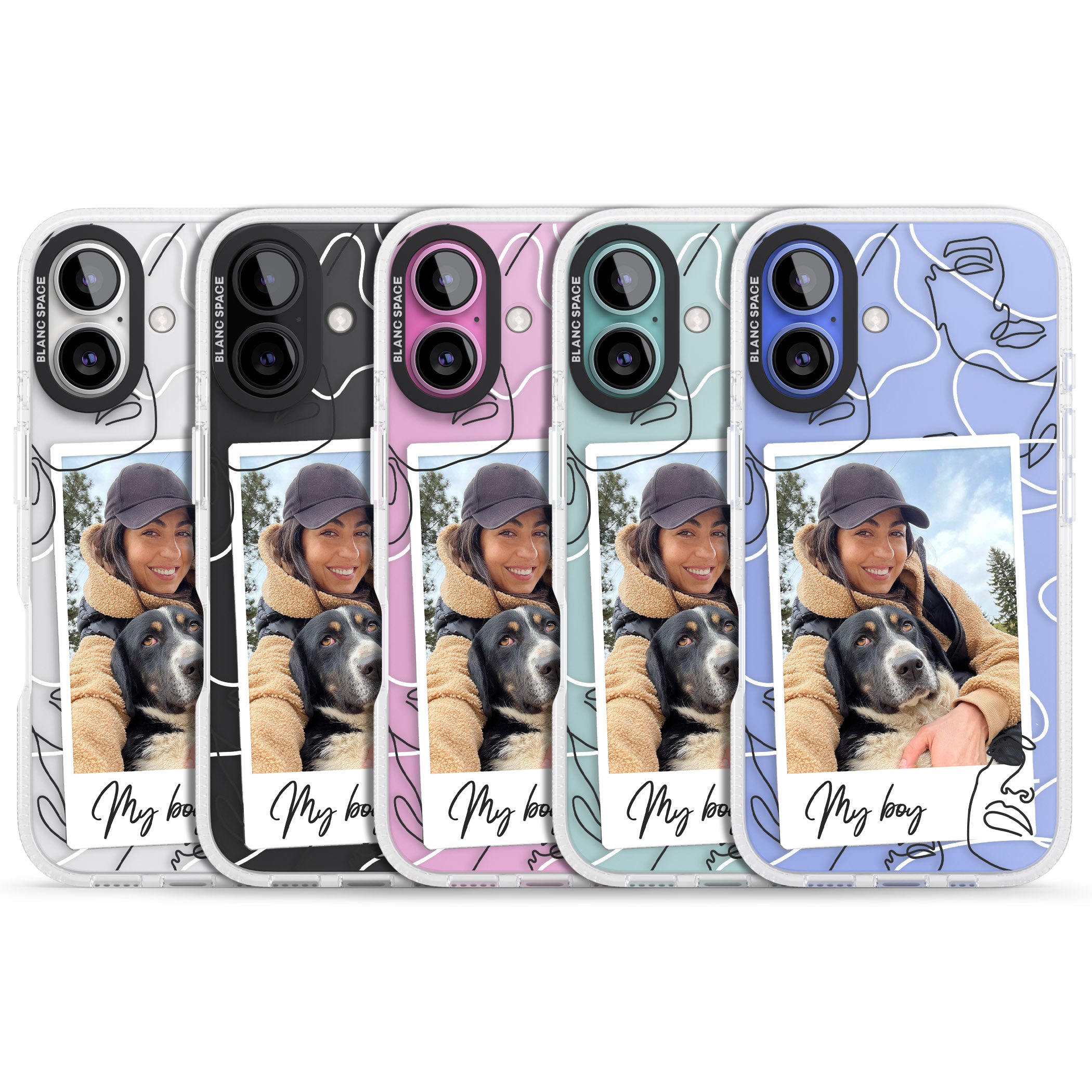 Personalised Abstract Faces Instant Photo iPhone 16 / 16 Plus Clear Case Impact Air - Blanc Space
