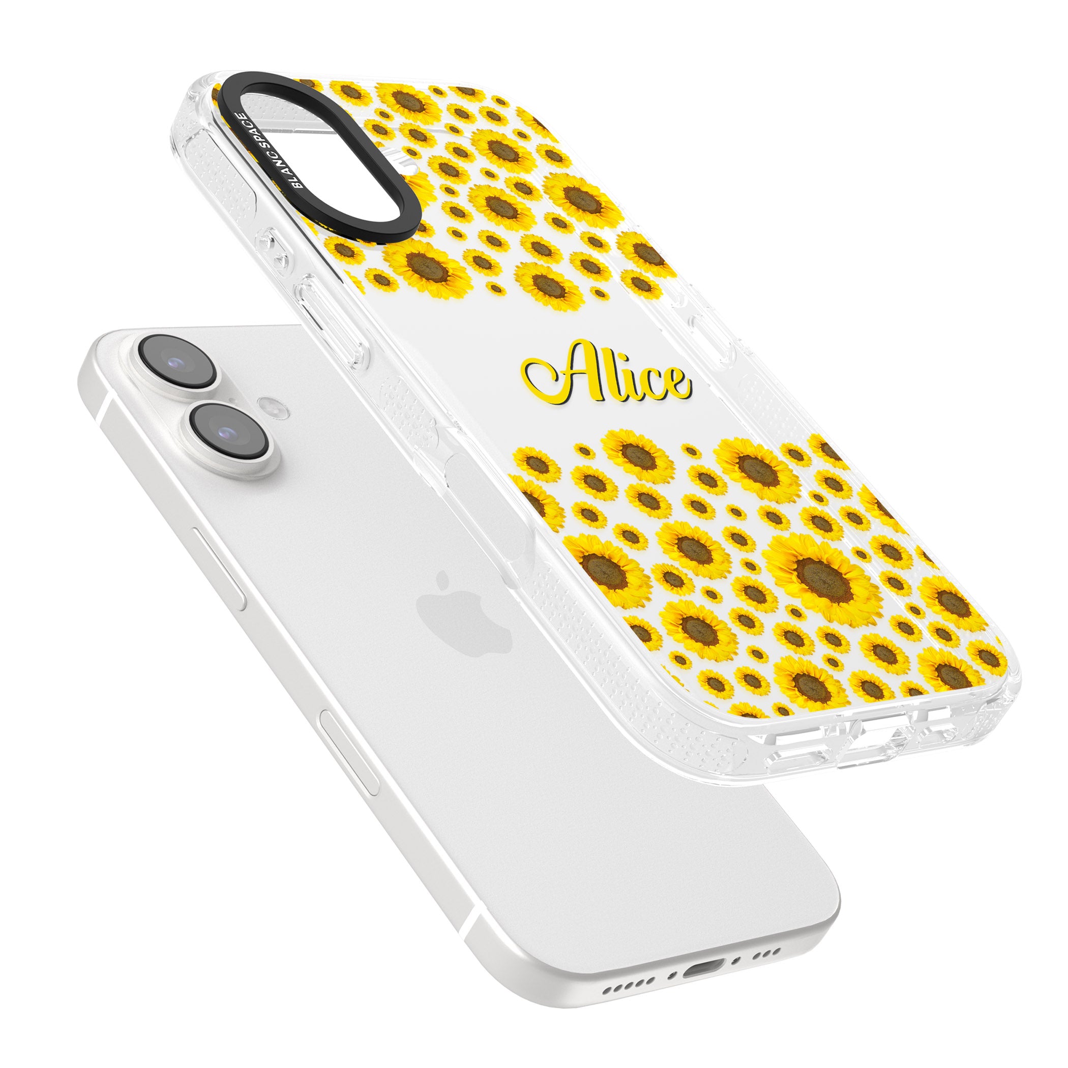 Personalised Sunflowers iPhone 16 / 16 Plus Clear Case Impact Air - Blanc Space