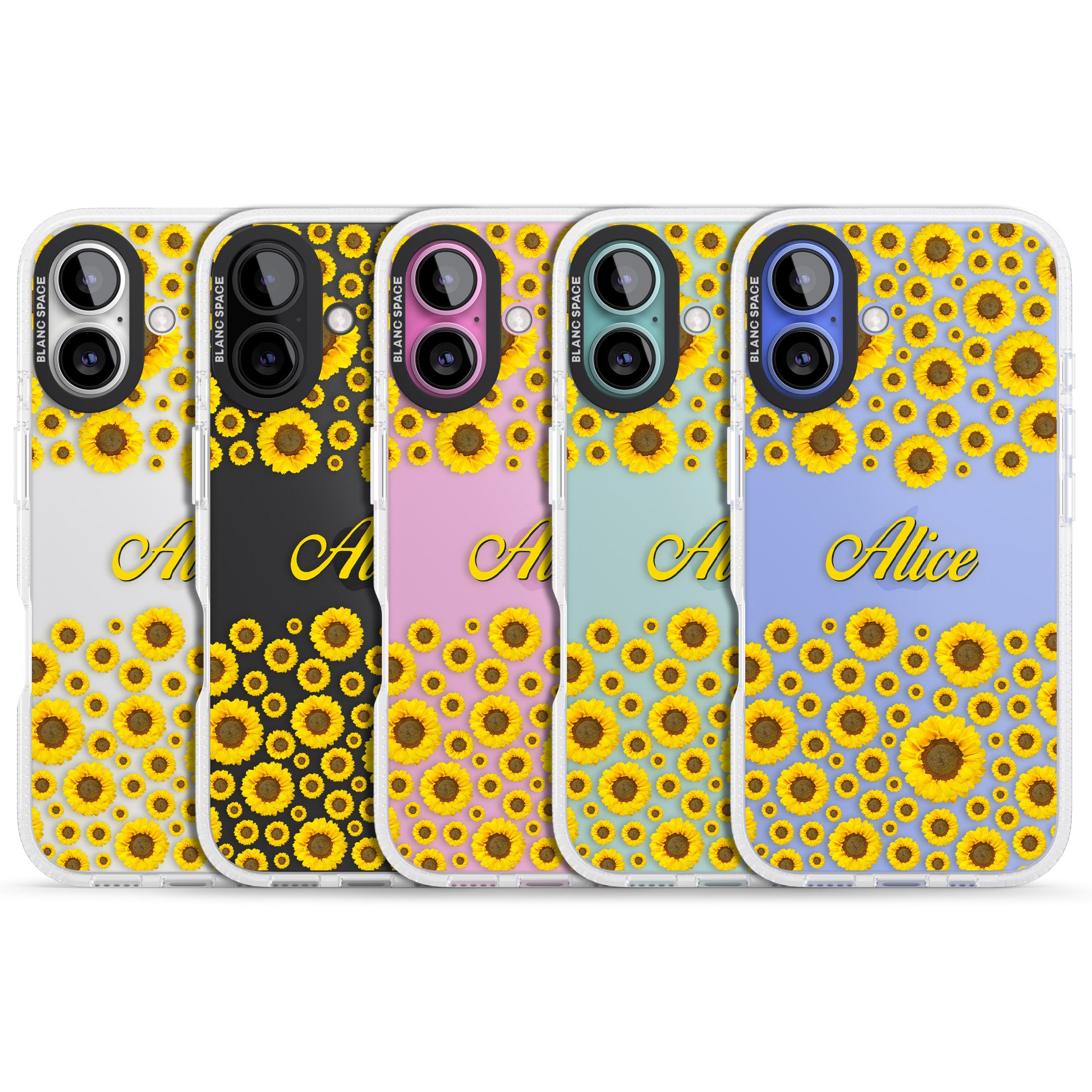 Personalised Sunflowers iPhone 16 / 16 Plus Clear Case Impact Air - Blanc Space