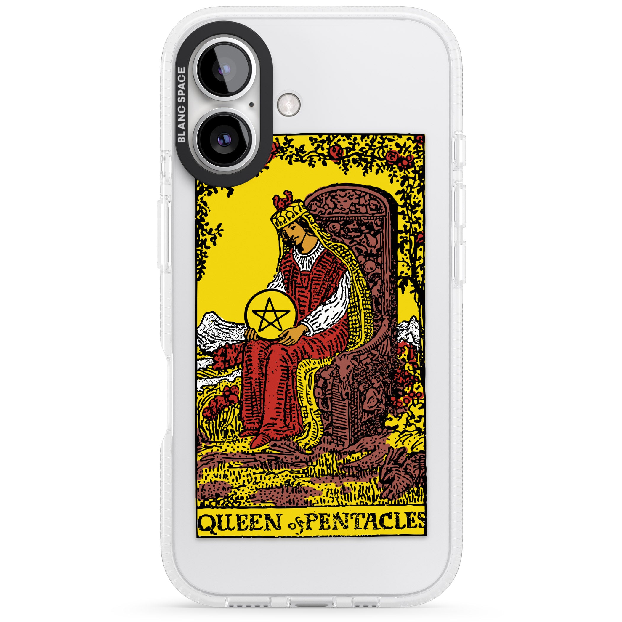 Personalised Queen of Pentacles Tarot Card - Colour iPhone 16 / 16 Plus Clear Case Impact Air - Blanc Space