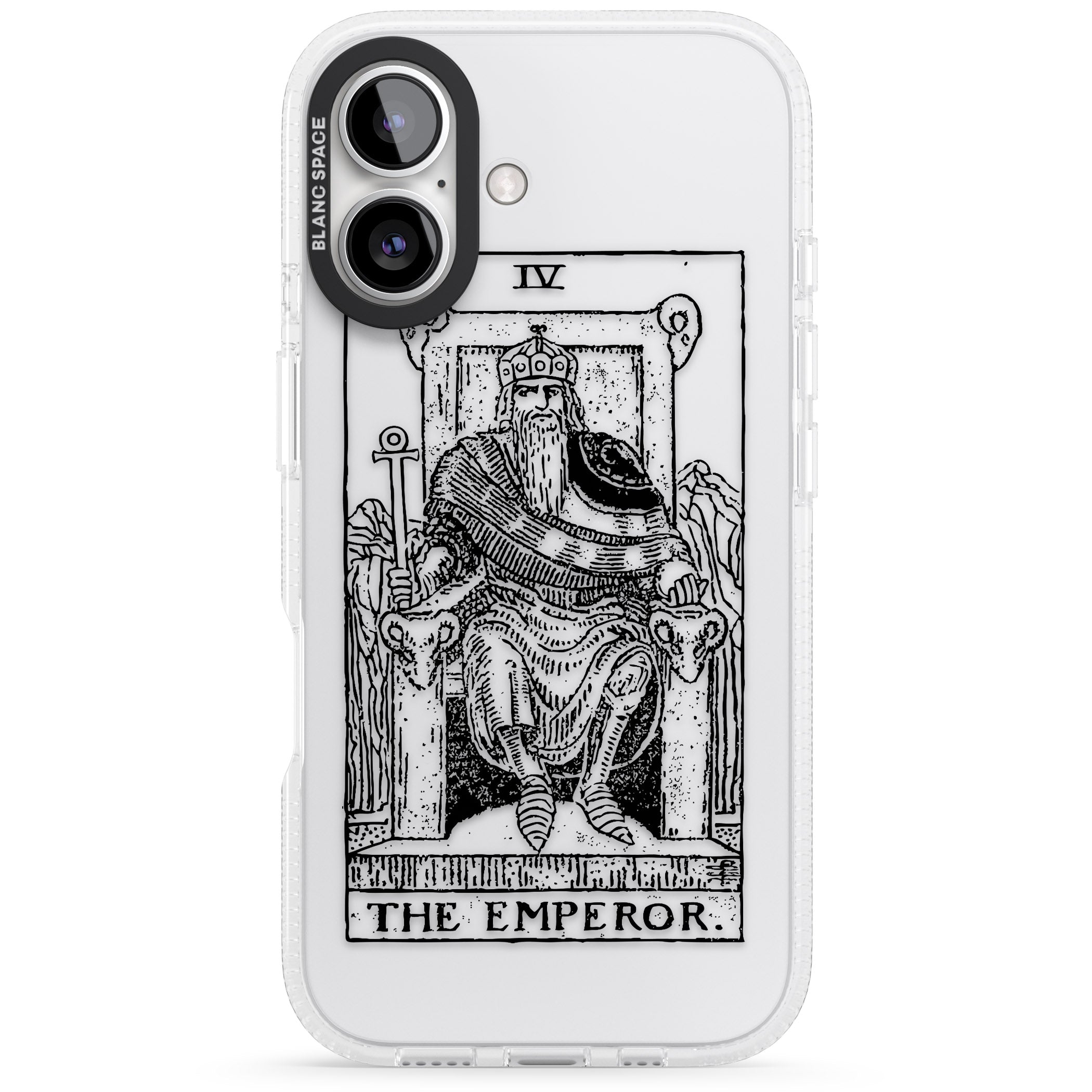 Personalised The Emperor Tarot Card - Transparent iPhone 16 / 16 Plus Clear Case Impact Air - Blanc Space