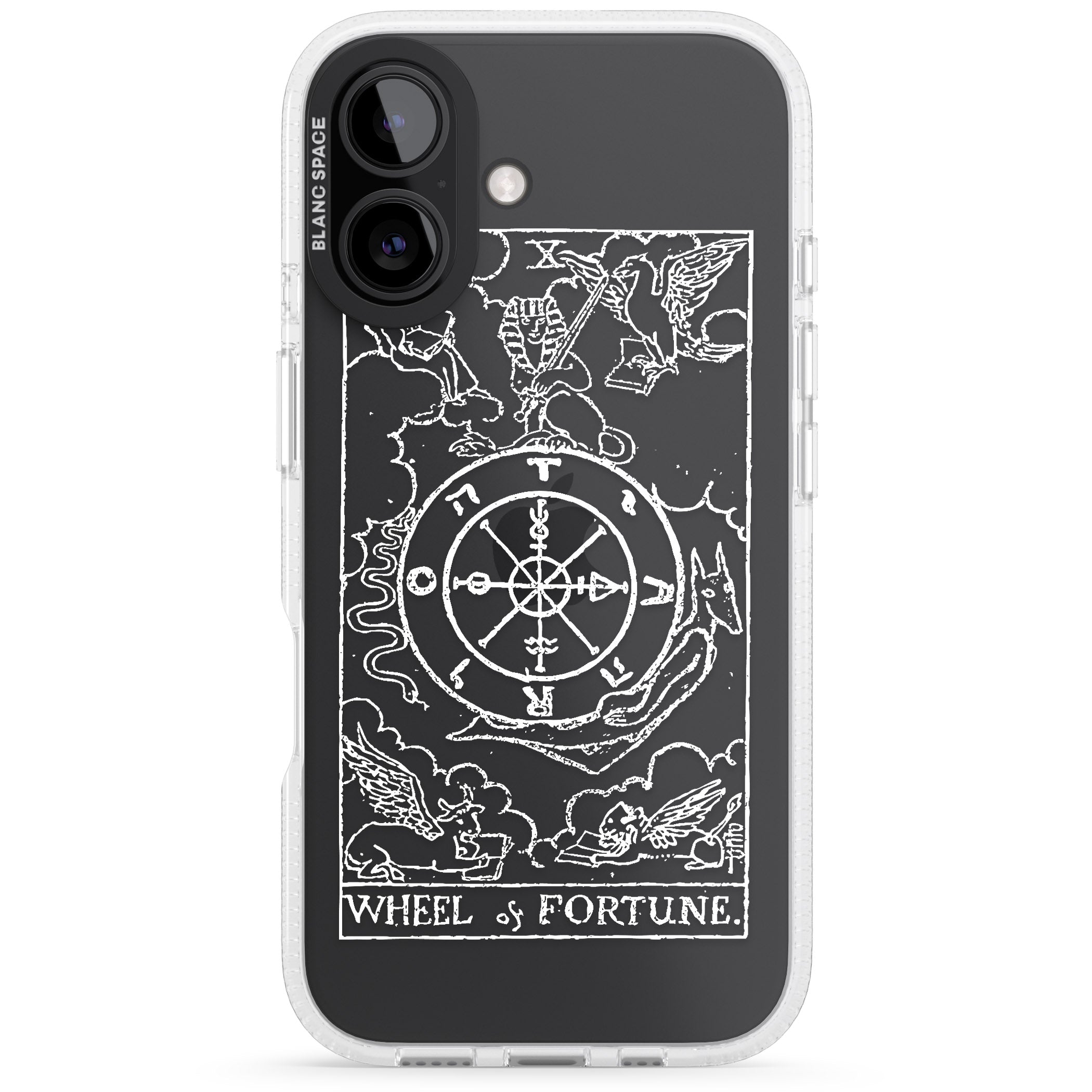 Personalised Wheel of Fortune Tarot Card - White Transparent iPhone 16 / 16 Plus Clear Case Impact Air - Blanc Space