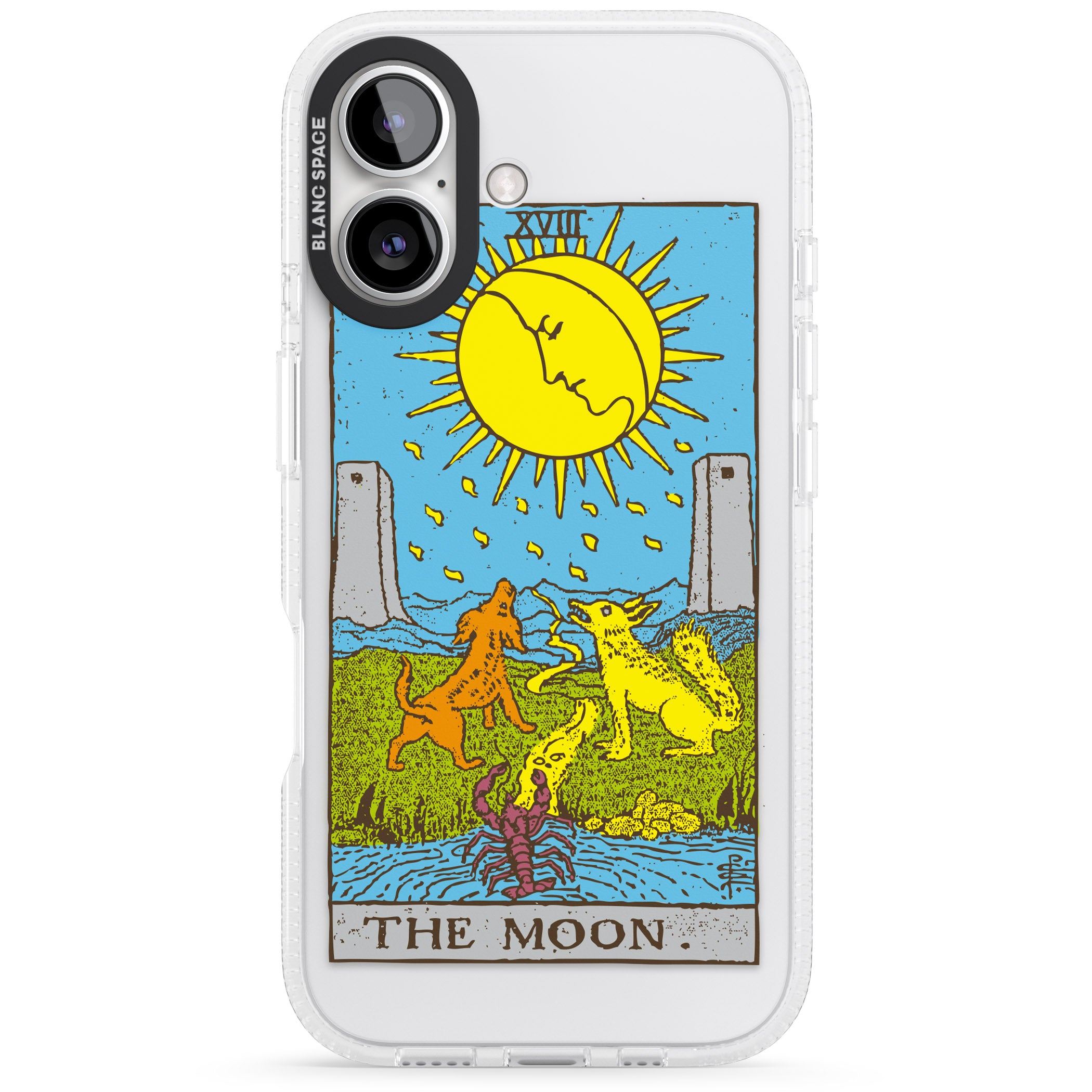 Personalised The Moon Tarot Card - Colour iPhone 16 / 16 Plus Clear Case Impact Air - Blanc Space