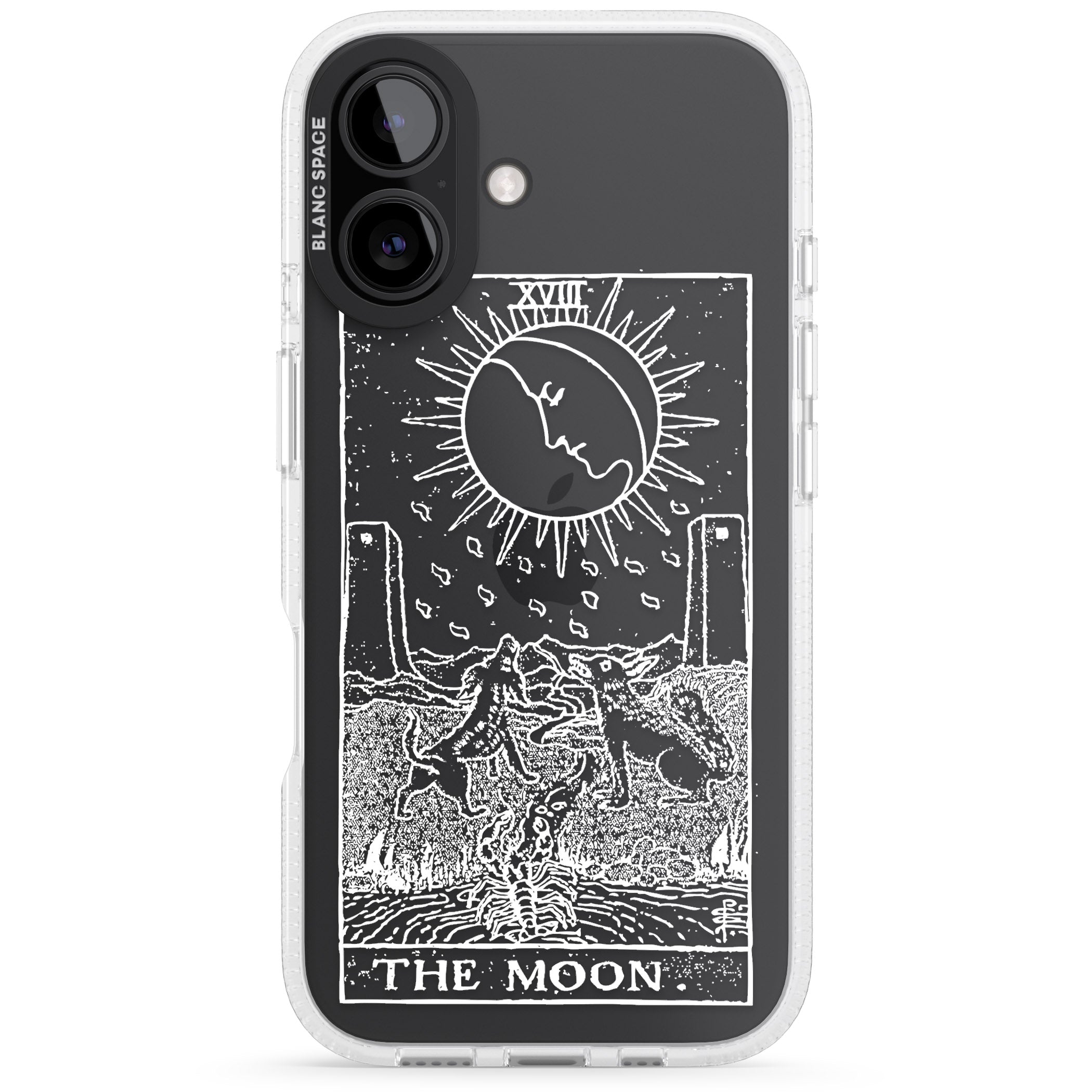 Personalised The Moon Tarot Card - White Transparent iPhone 16 / 16 Plus Clear Case Impact Air - Blanc Space