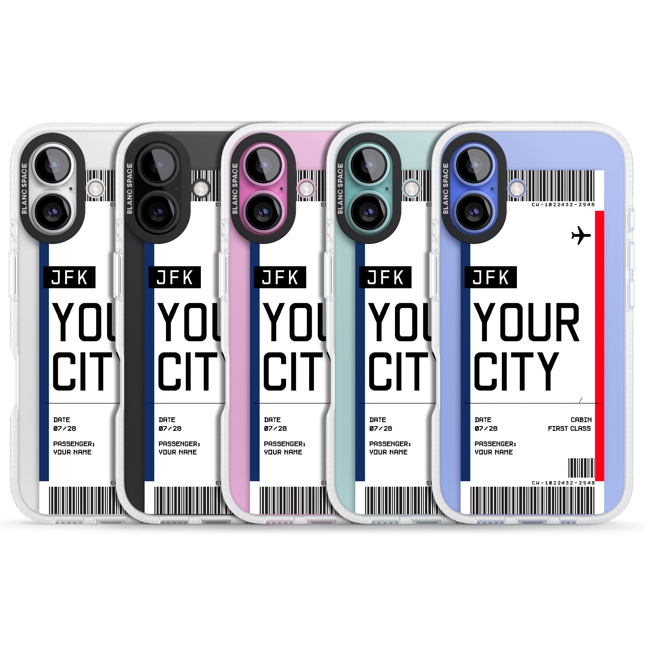 Personalised Create Your Own Boarding Pass Ticket iPhone 16 / 16 Plus Clear Case Impact Air - Blanc Space