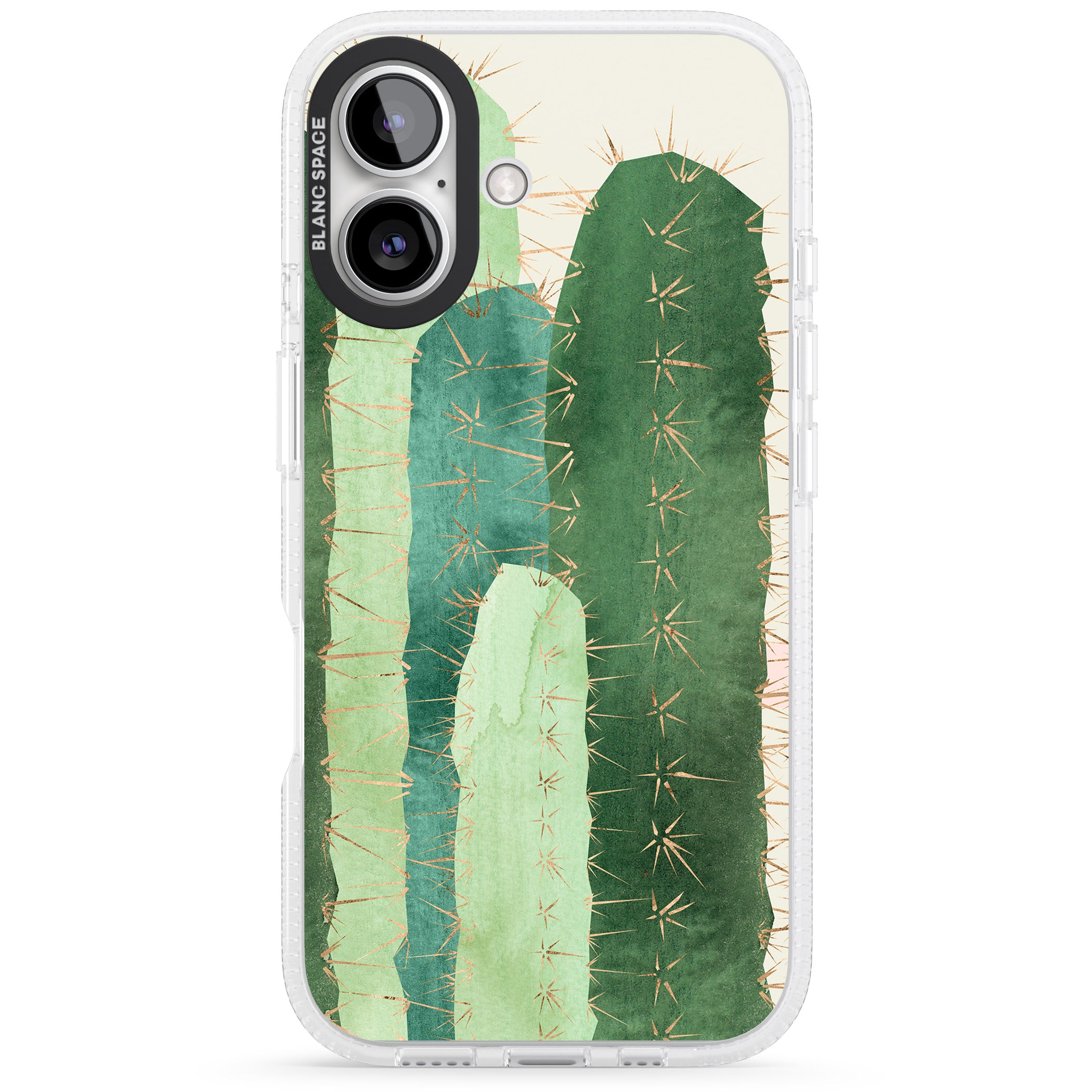 Large Cacti Mix Design iPhone 16 / 16 Plus Clear Case Impact Air - Blanc Space