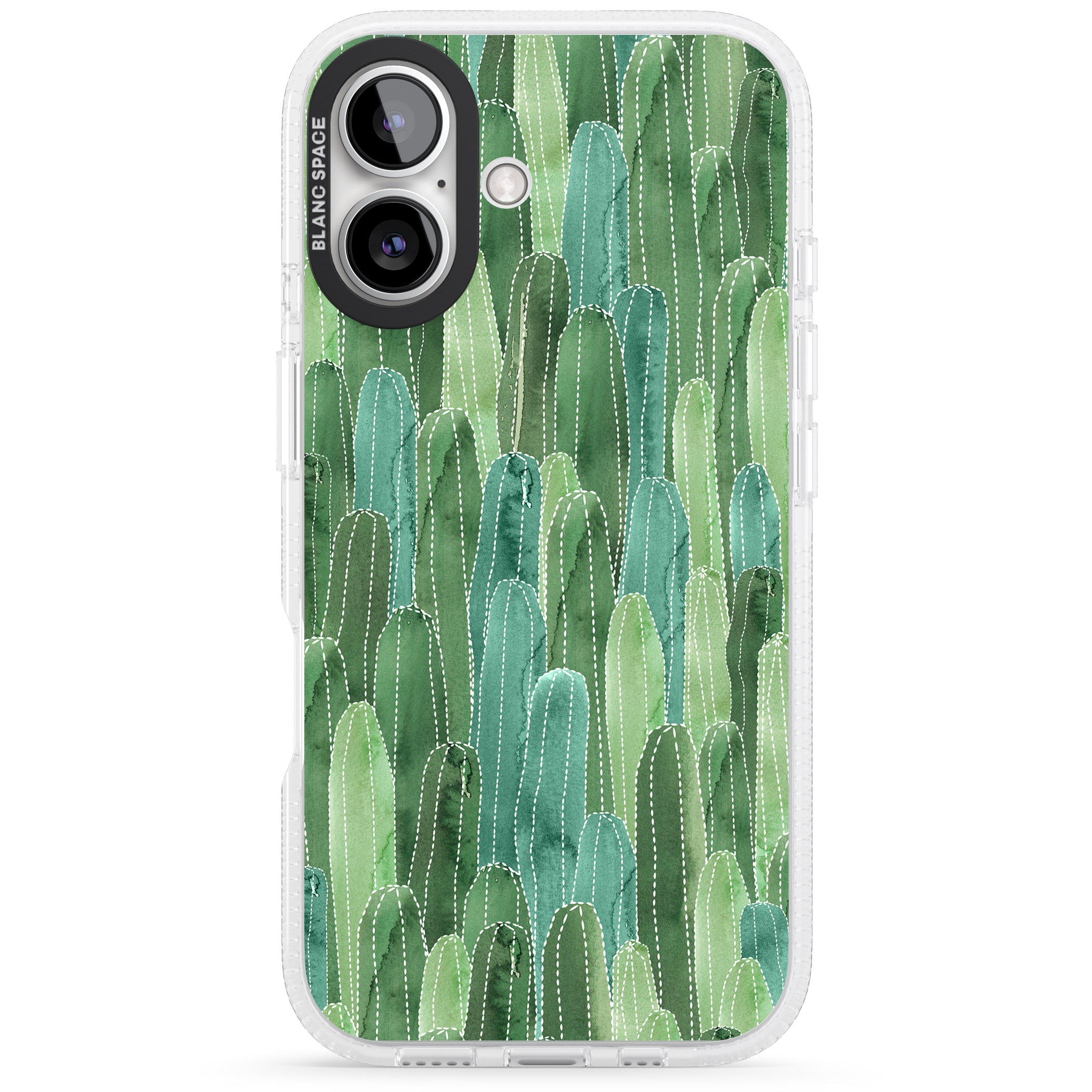 Skinny Cacti Pattern Design iPhone 16 / 16 Plus Clear Case Impact Air - Blanc Space