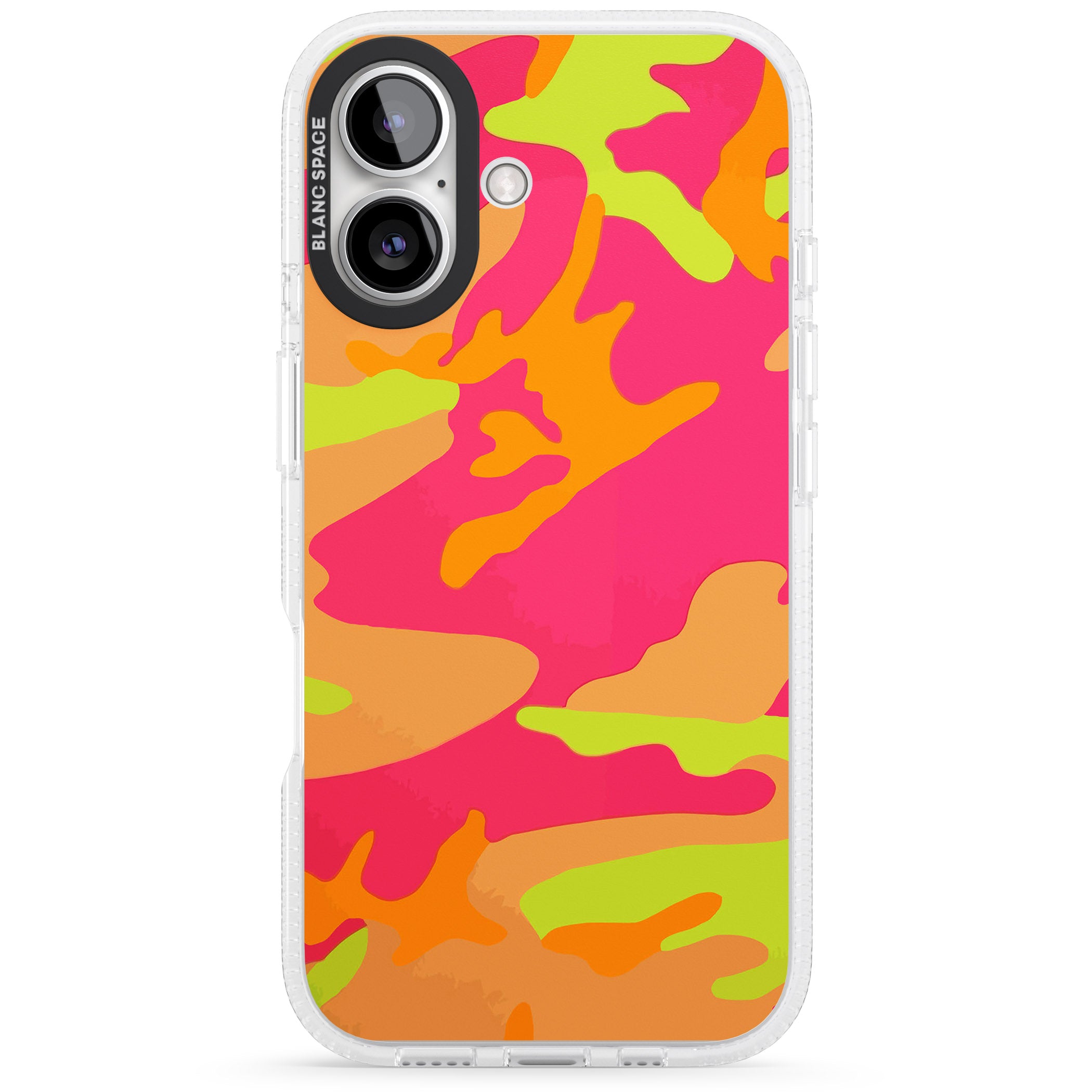 Neon Camo iPhone 16 / 16 Plus Clear Case Impact Air - Blanc Space