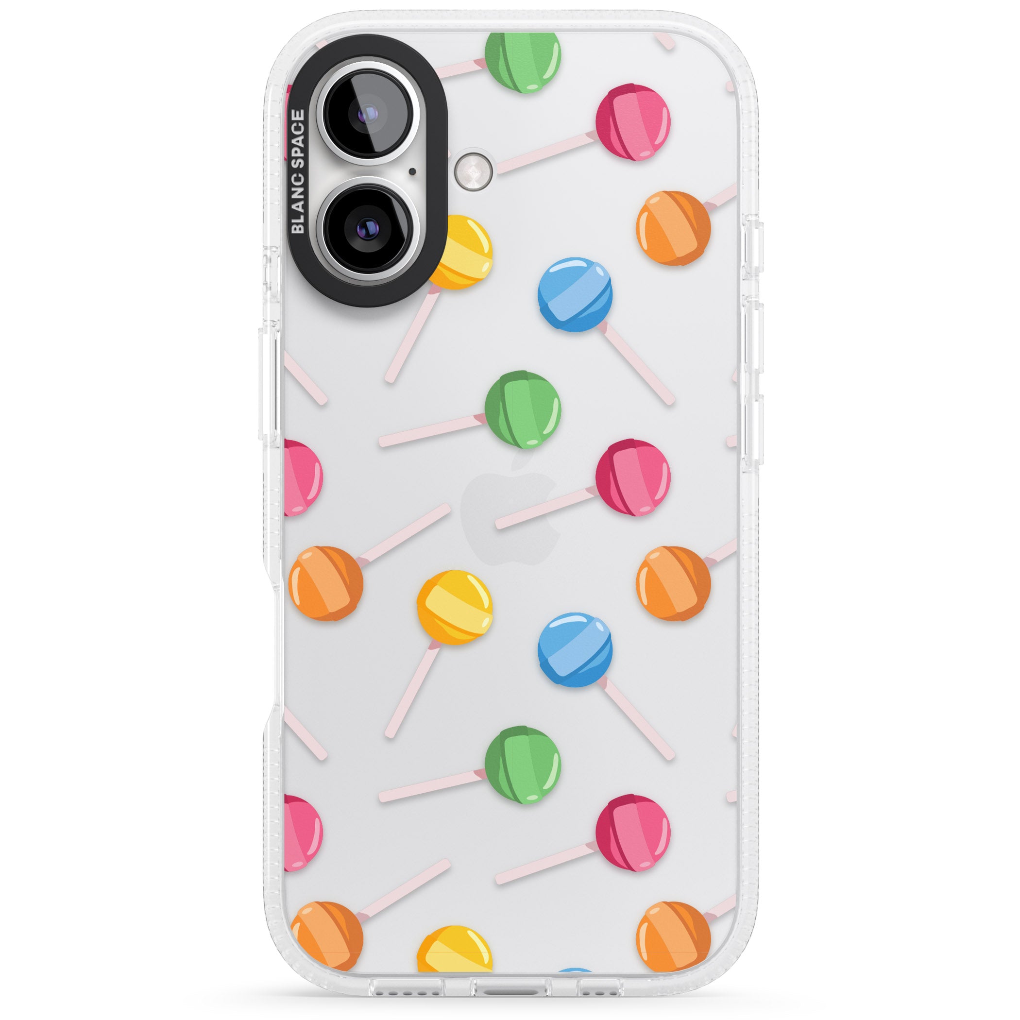 Lollipop Pattern iPhone 16 / 16 Plus Clear Case Impact Air - Blanc Space