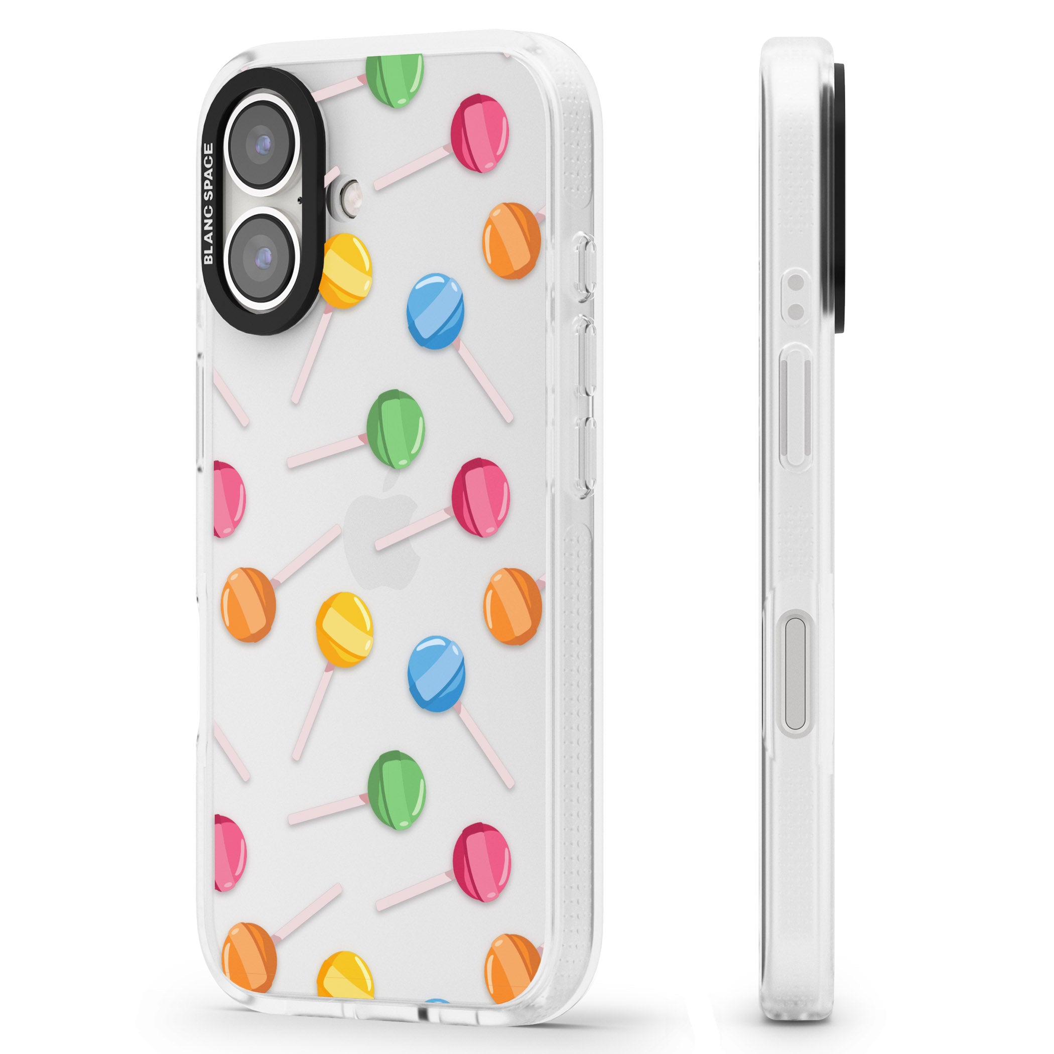 Lollipop Pattern iPhone 16 / 16 Plus Clear Case Impact Air - Blanc Space