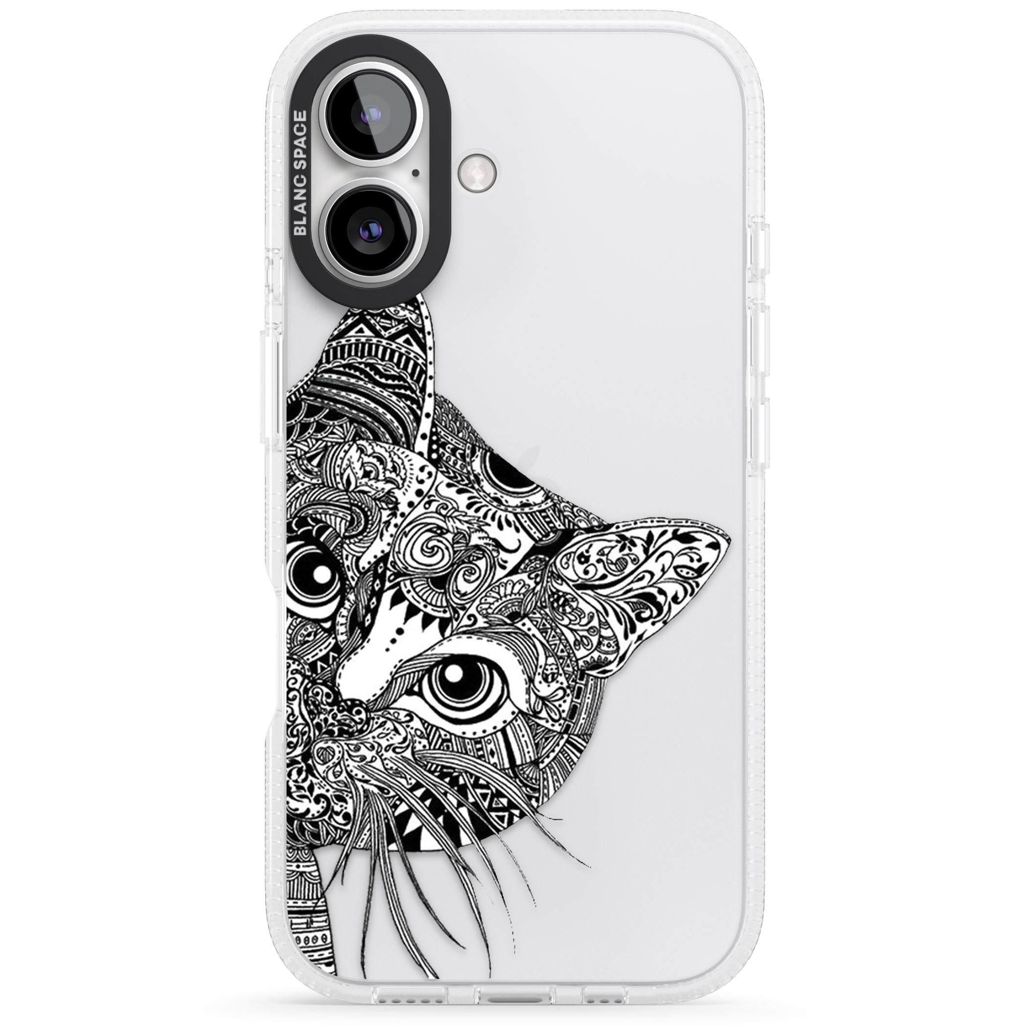 Henna Cat iPhone 16 / 16 Plus Clear Case Impact Air - Blanc Space