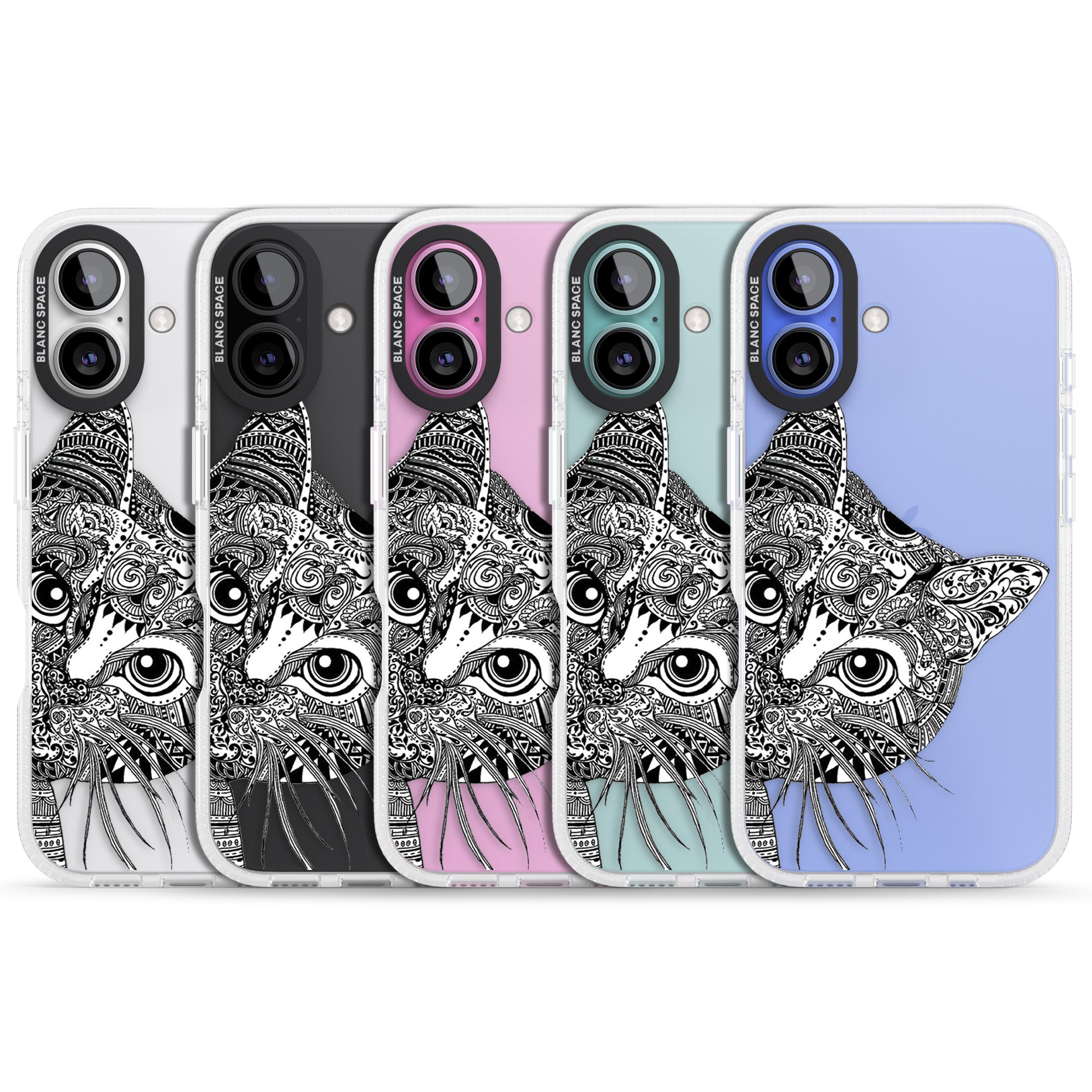 Henna Cat iPhone 16 / 16 Plus Clear Case Impact Air - Blanc Space
