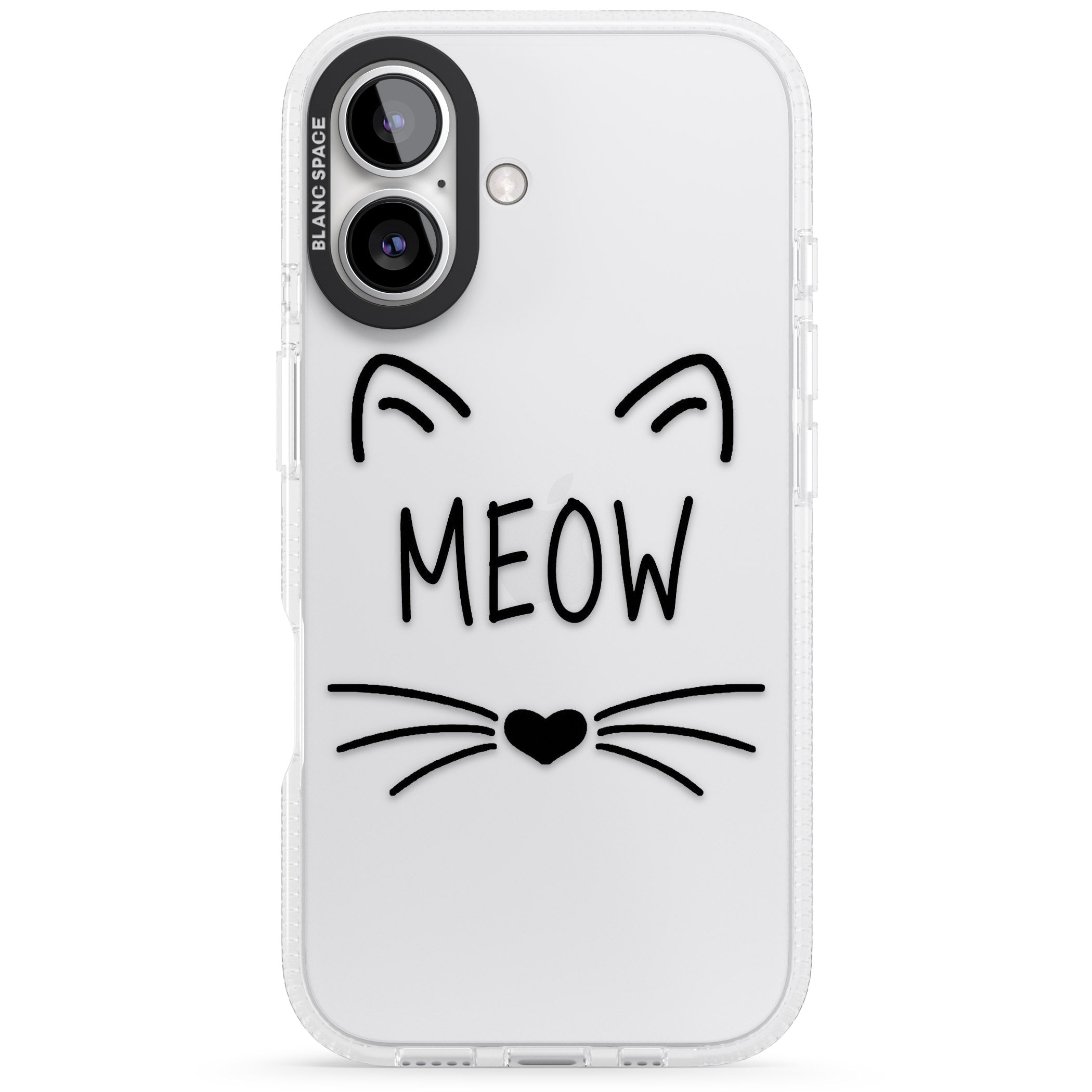 Cat Whiskers iPhone 16 / 16 Plus Clear Case Impact Air - Blanc Space