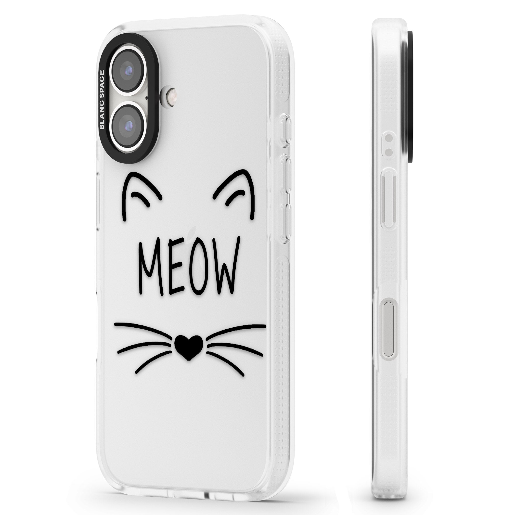 Cat Whiskers iPhone 16 / 16 Plus Clear Case Impact Air - Blanc Space