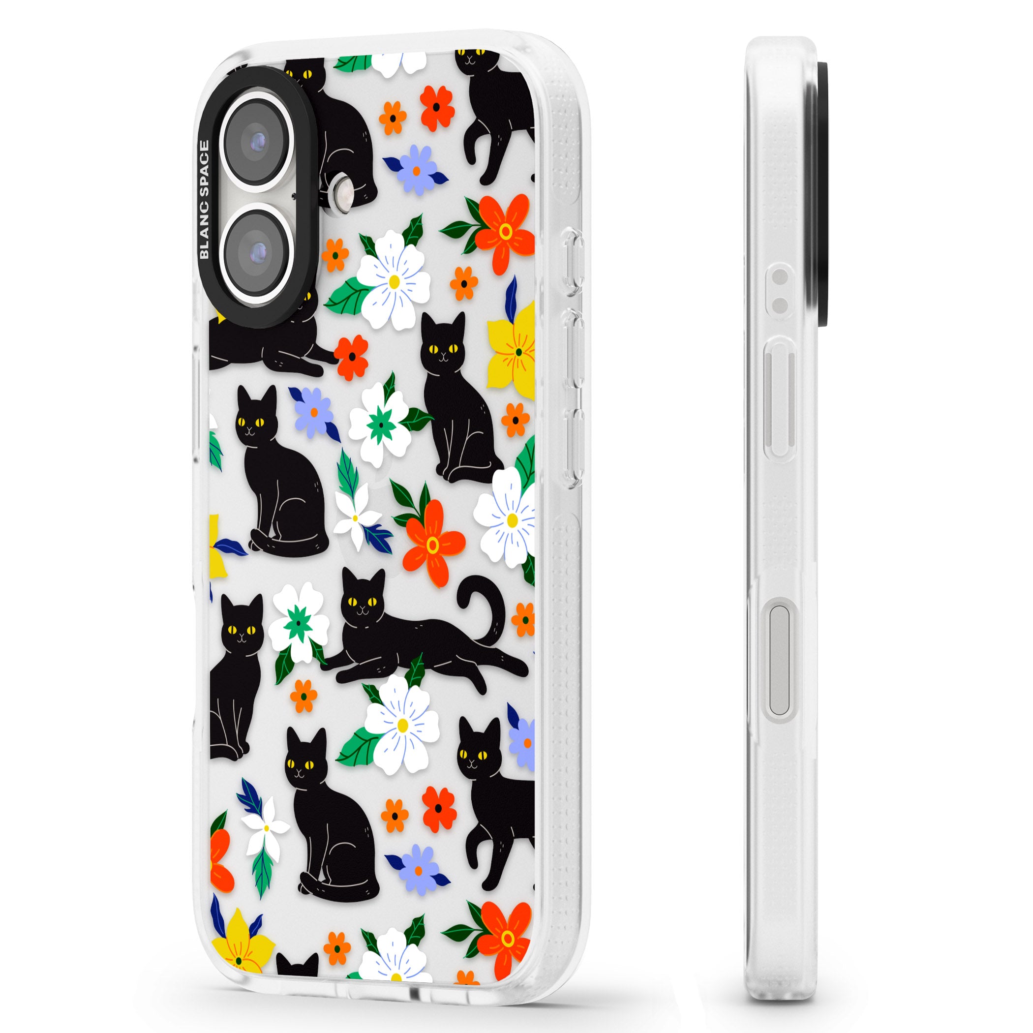 Cats & Flowers iPhone 16 / 16 Plus Clear Case Impact Air - Blanc Space