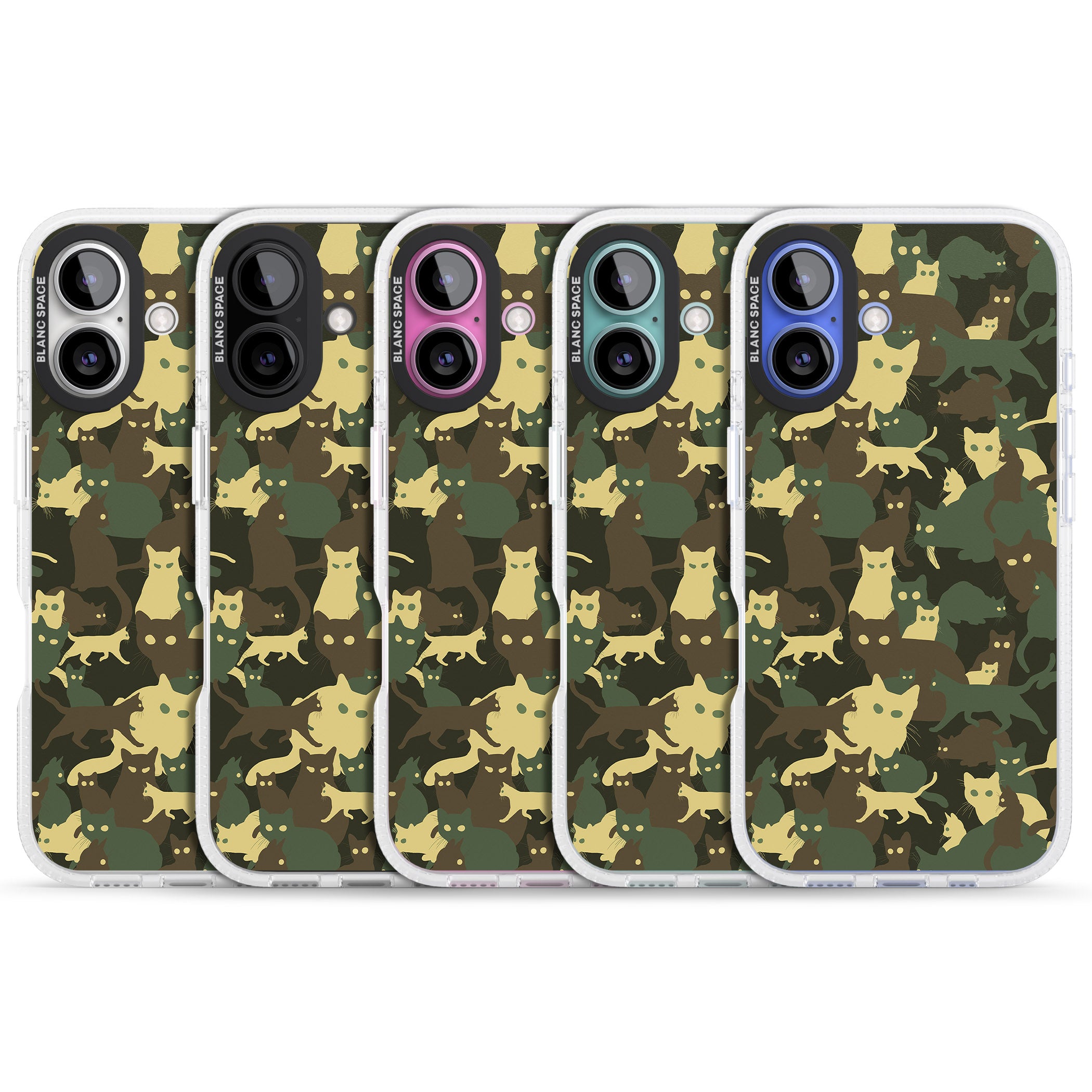 Forest Green Cat Camouflage Pattern iPhone 16 / 16 Plus Clear Case Impact Air - Blanc Space