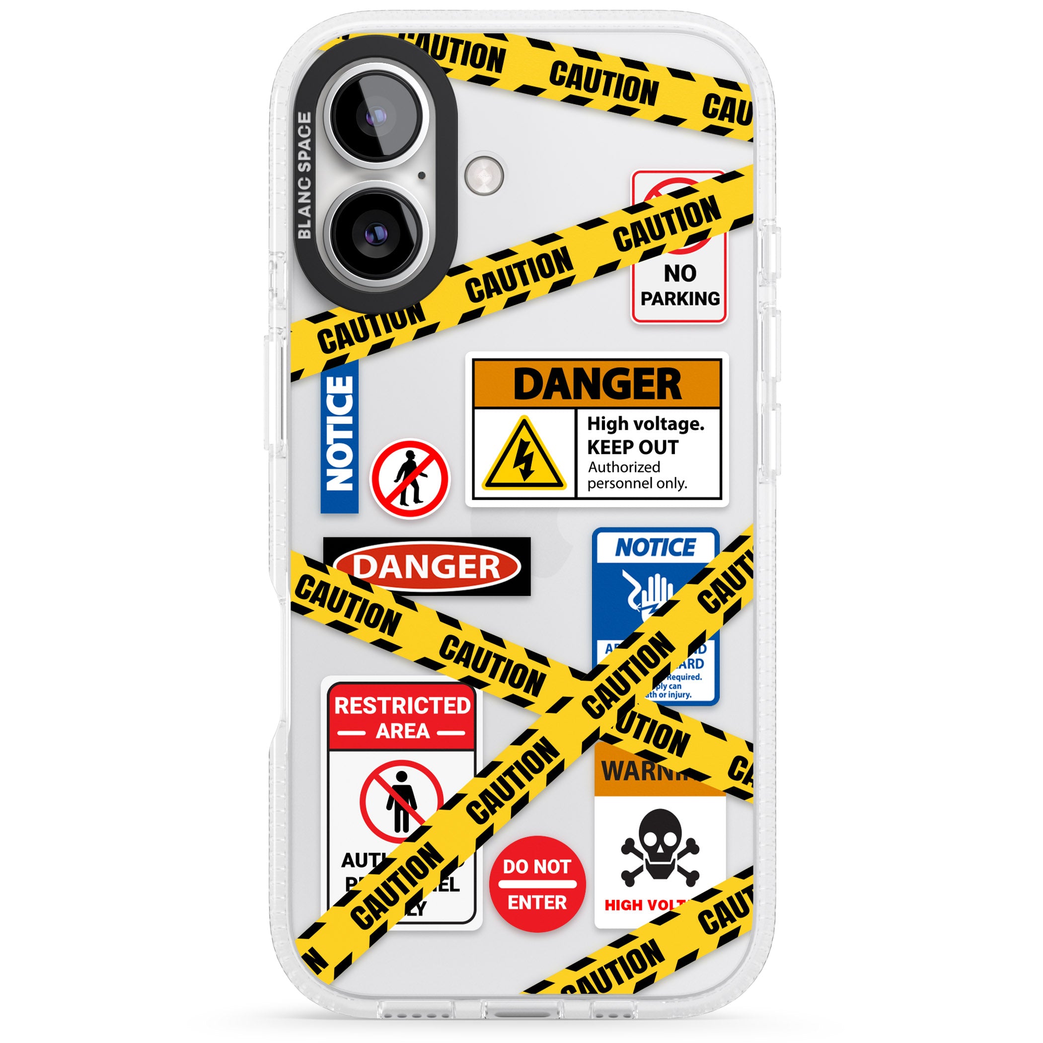CAUTION iPhone 16 / 16 Plus Clear Case Impact Air - Blanc Space
