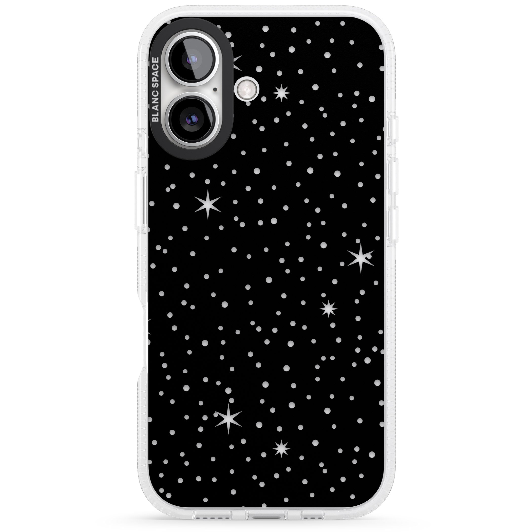 Celestial Cut-Out Stars iPhone 16 / 16 Plus Clear Case Impact Air - Blanc Space