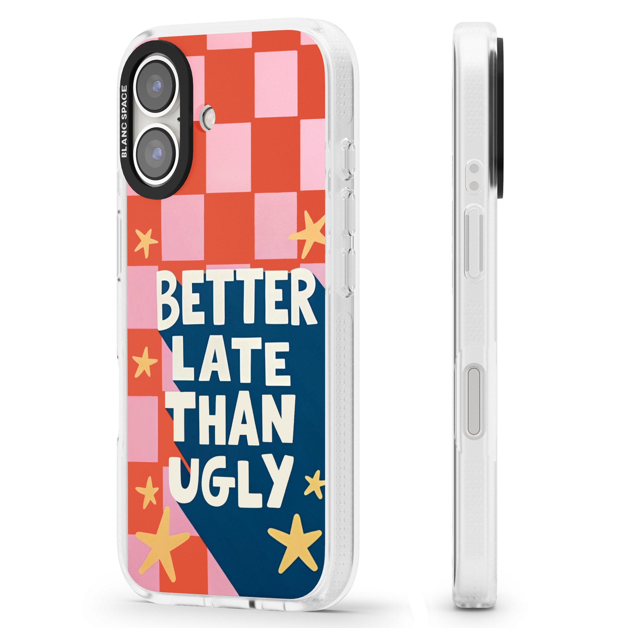 Better Late Than Ugly iPhone 16 / 16 Plus Clear Case Impact Air - Blanc Space