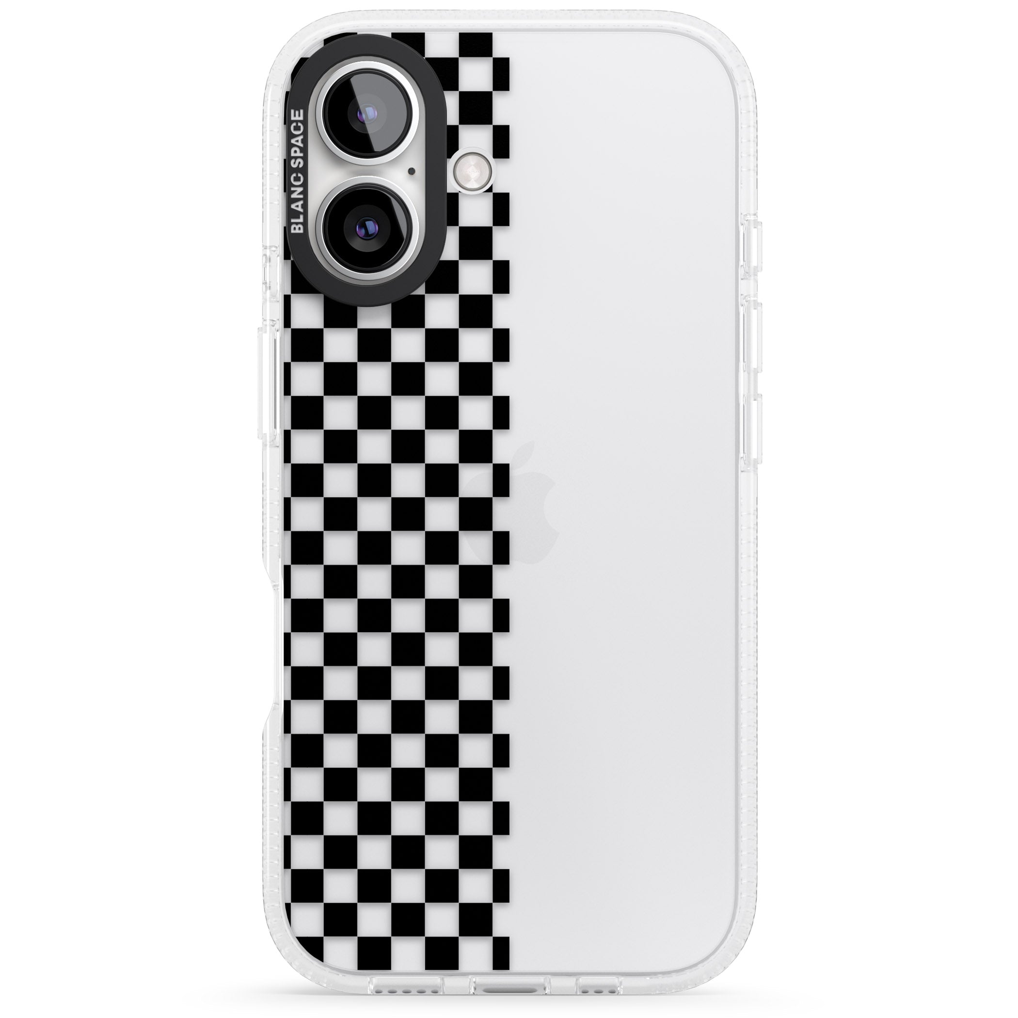 Checker: Half Black Check on Clear iPhone 16 / 16 Plus Clear Case Impact Air - Blanc Space