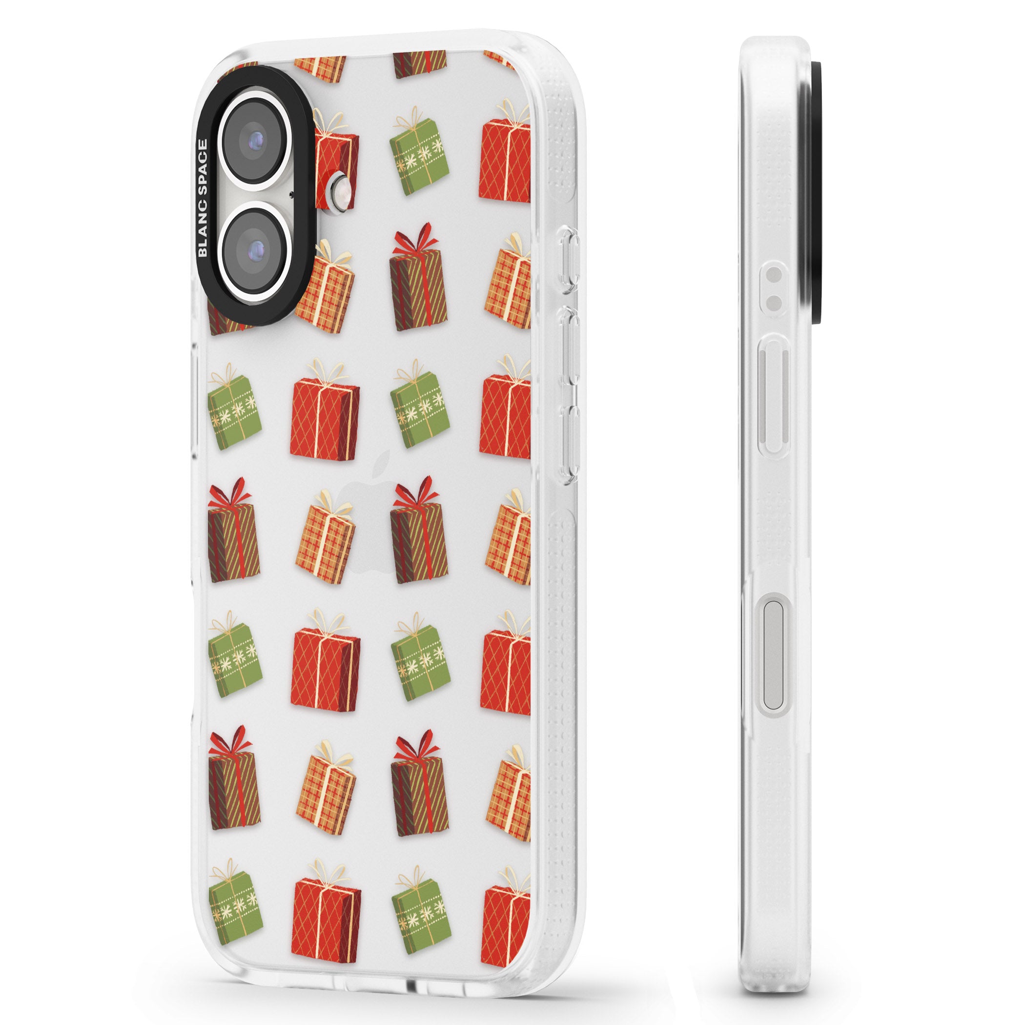 Christmas Presents Pattern iPhone 16 / 16 Plus Clear Case Impact Air - Blanc Space