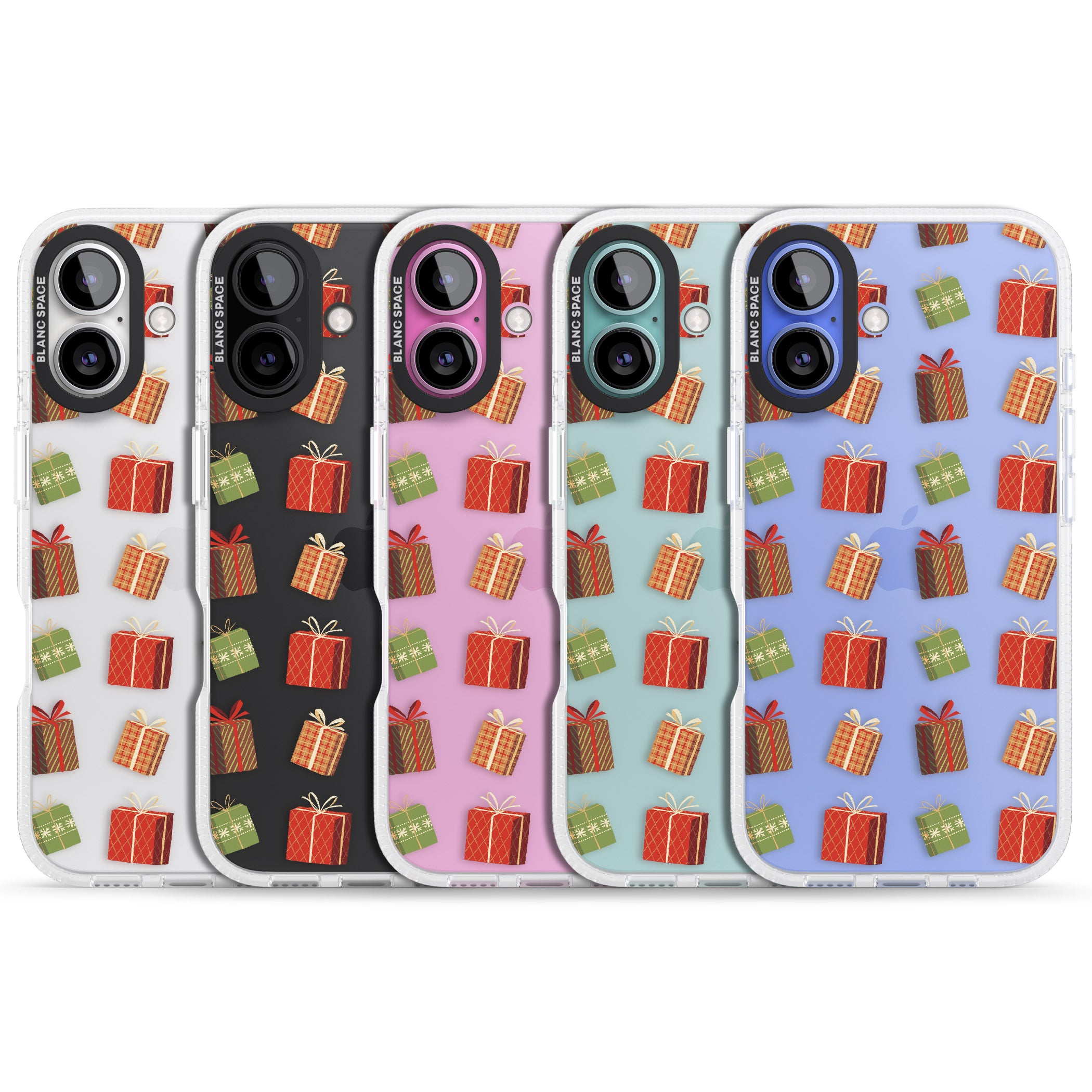Christmas Presents Pattern iPhone 16 / 16 Plus Clear Case Impact Air - Blanc Space