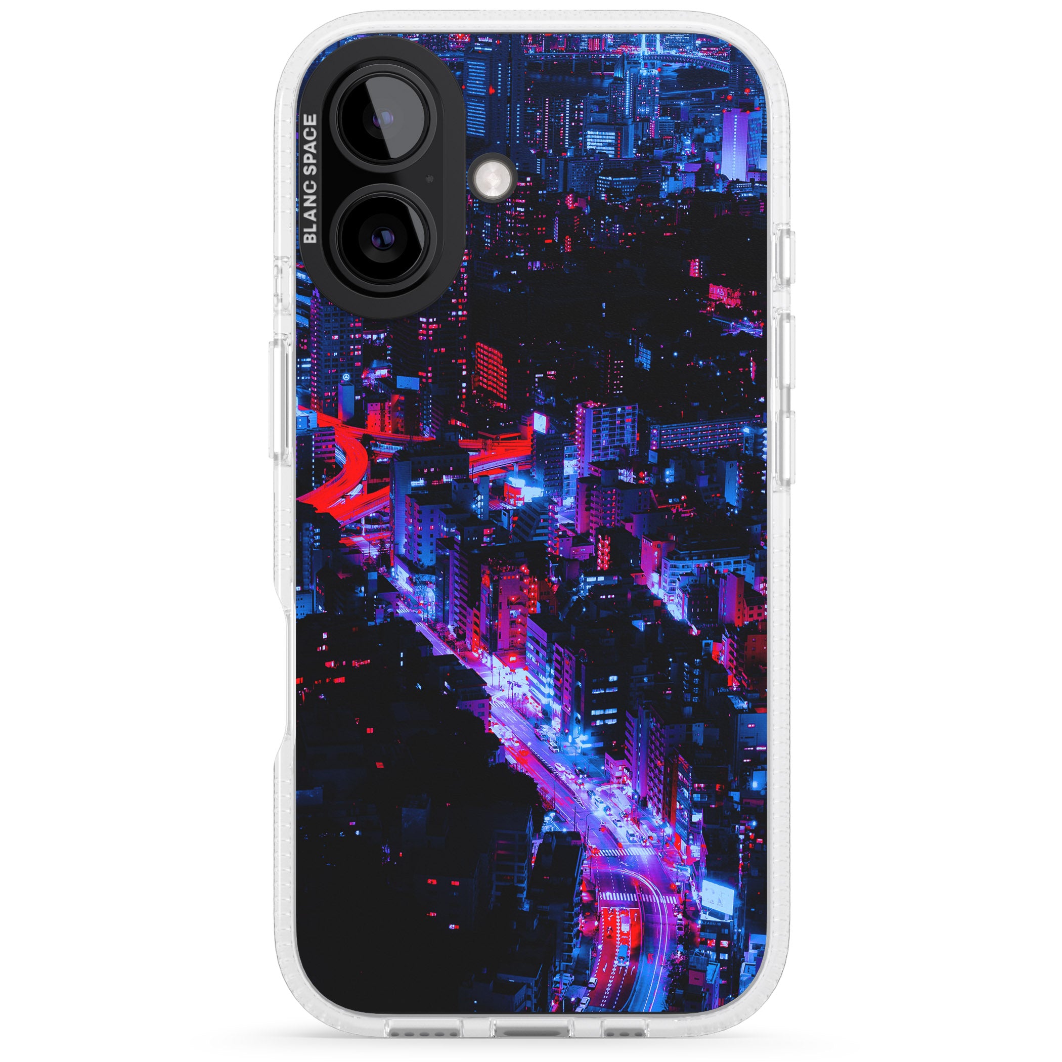 Arial City View - Neon Cities Photographs iPhone 16 / 16 Plus Clear Case Impact Air - Blanc Space