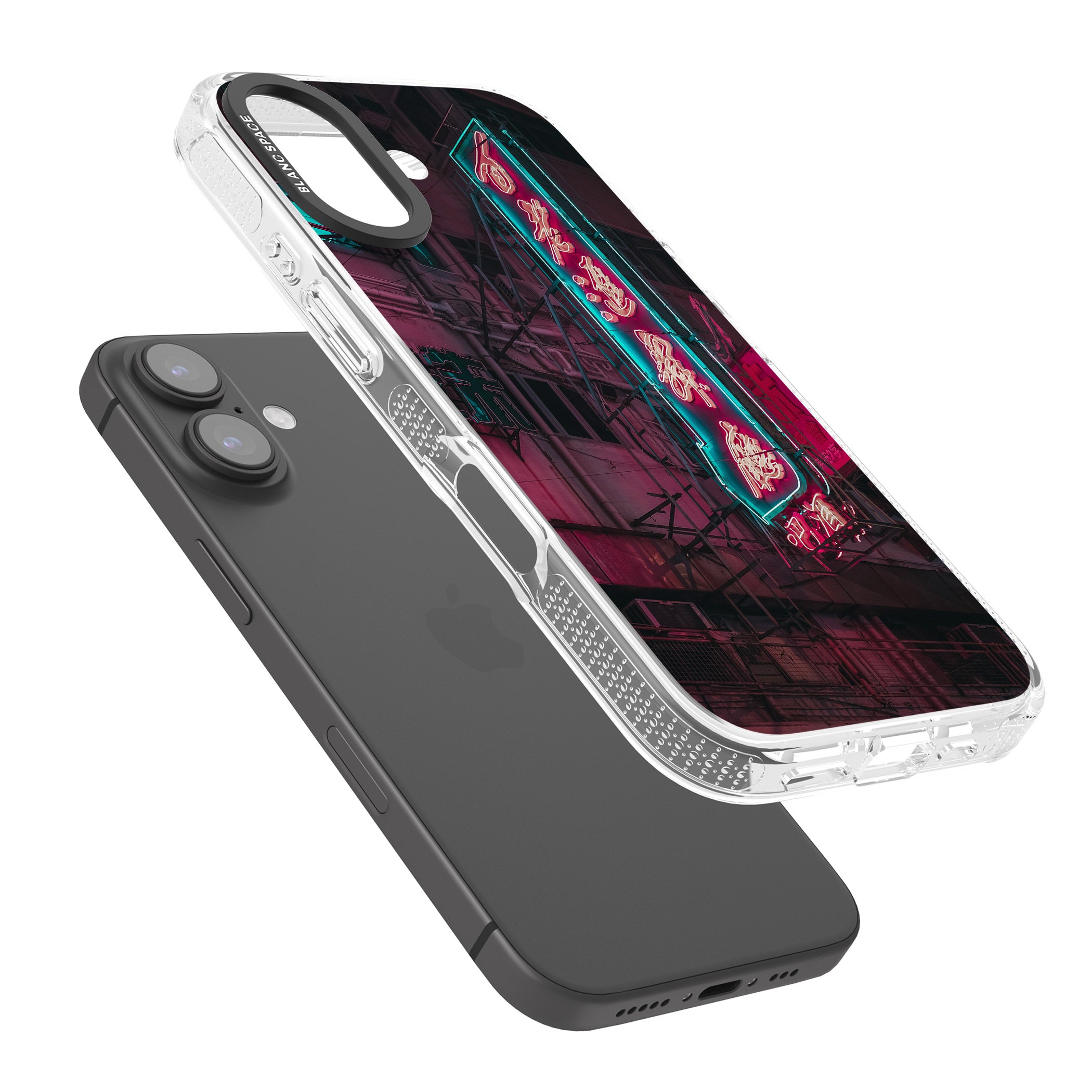 Large Kanji Sign - Neon Cities Photographs iPhone 16 / 16 Plus Clear Case Impact Air - Blanc Space